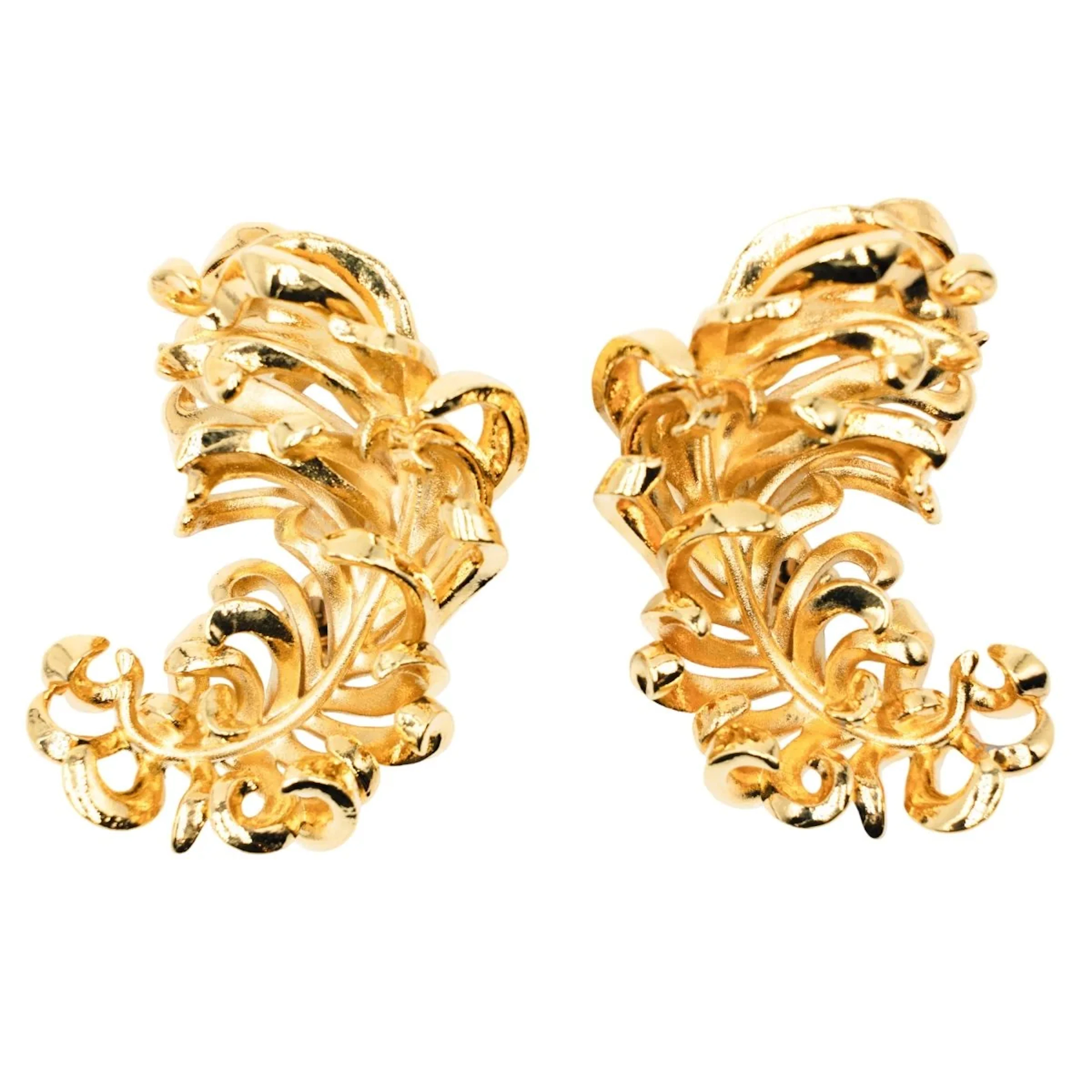 Clips Earrings JAR "Feathers" in aluminum and Yellow gold