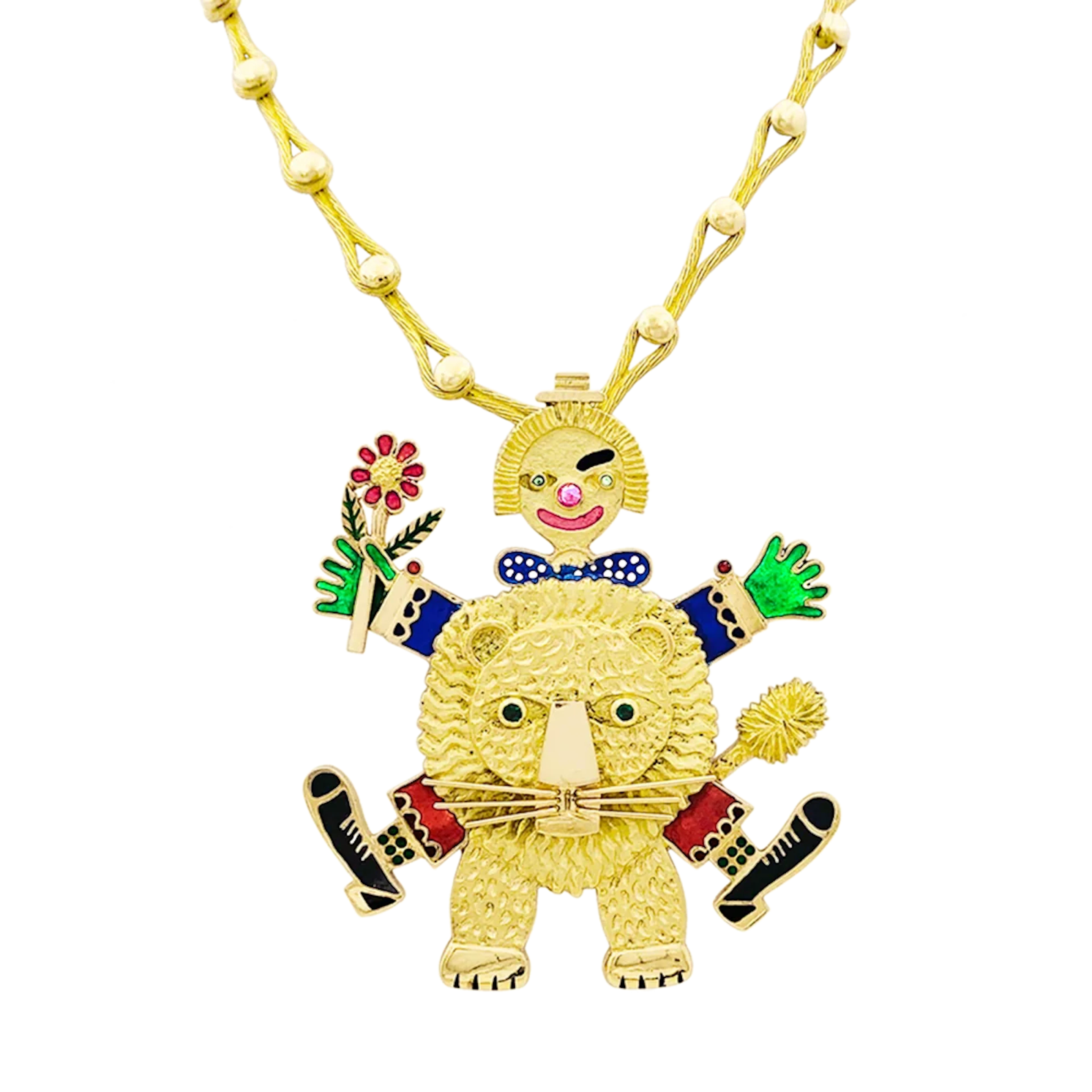 Necklace HENRI HECHT MAÏK "The clown and the lion" pendant in yellow
