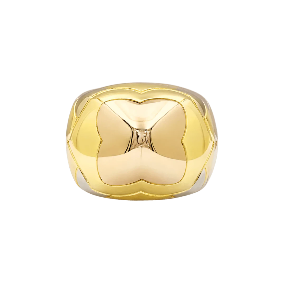 Bague Dôme BULGARI "Pyramide" en or blanc, or jaune et or rose