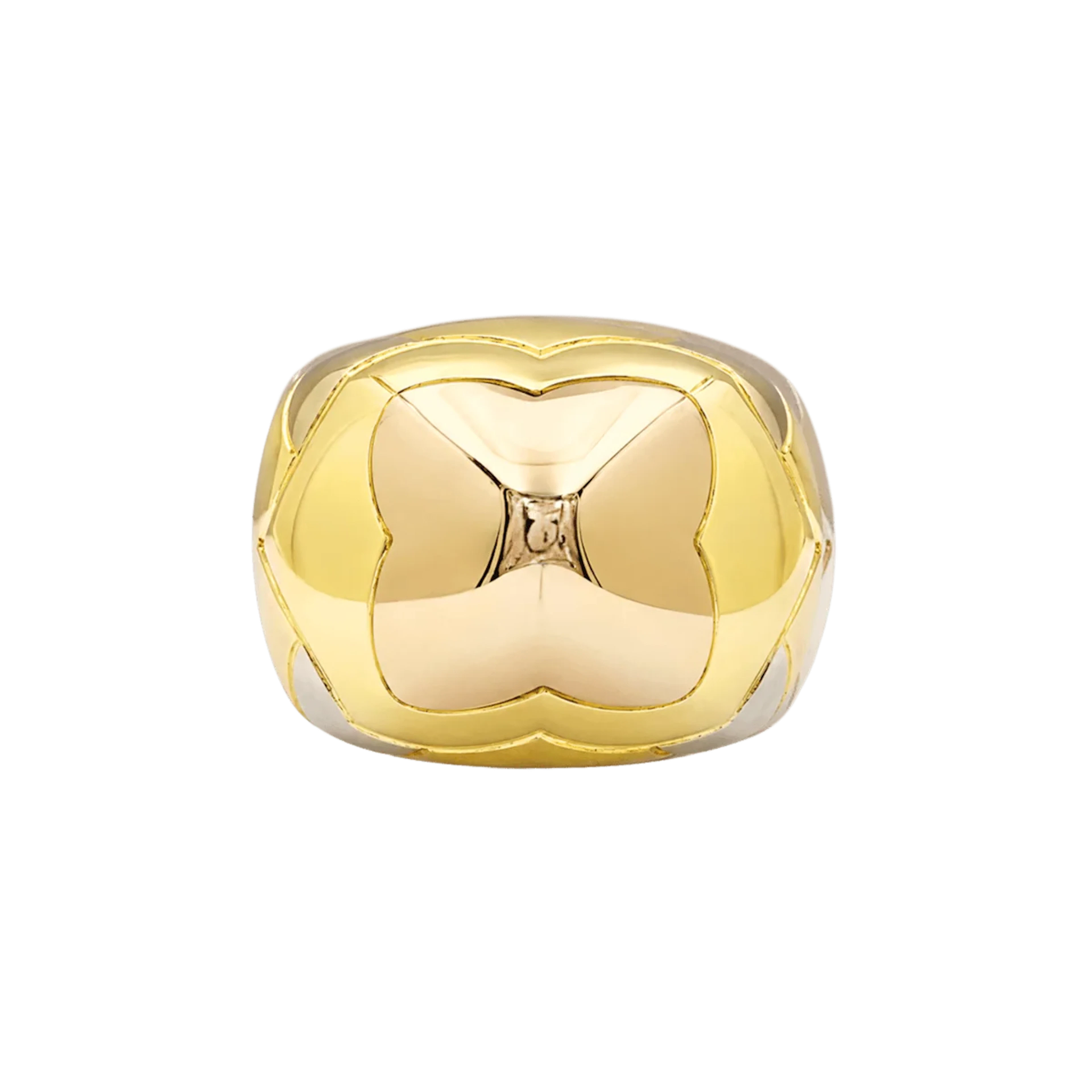 Bague Dôme BULGARI "Pyramide" en or blanc, or jaune et or rose
