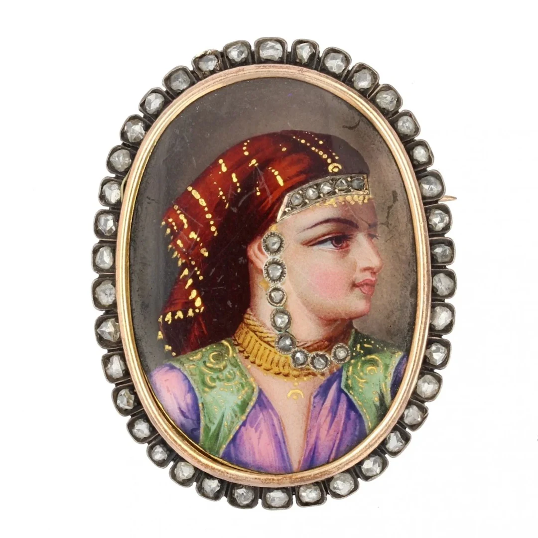 Gold, silver and diamond brooch pin