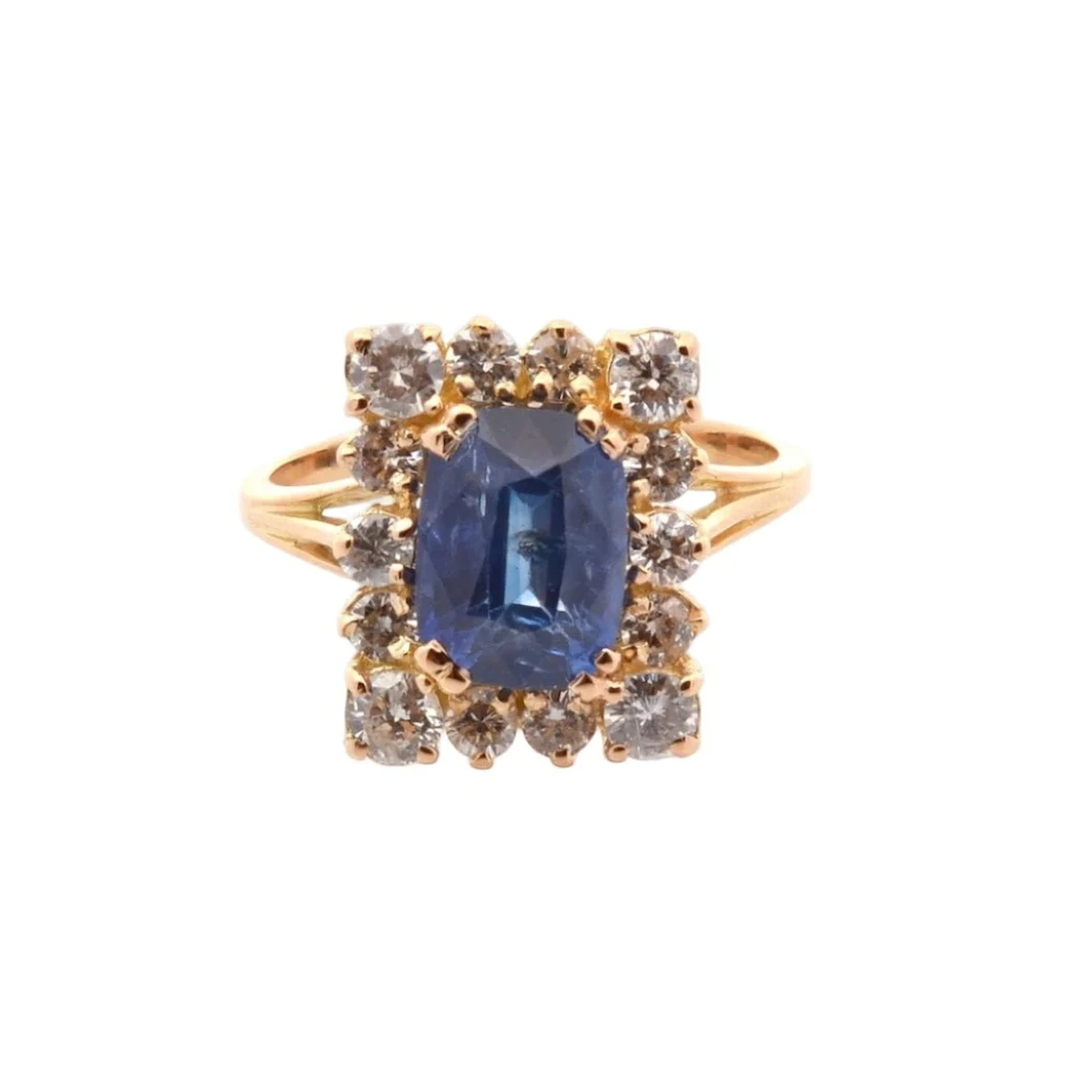 Ring Surroundings in yellow gold, sapphire and diamonds