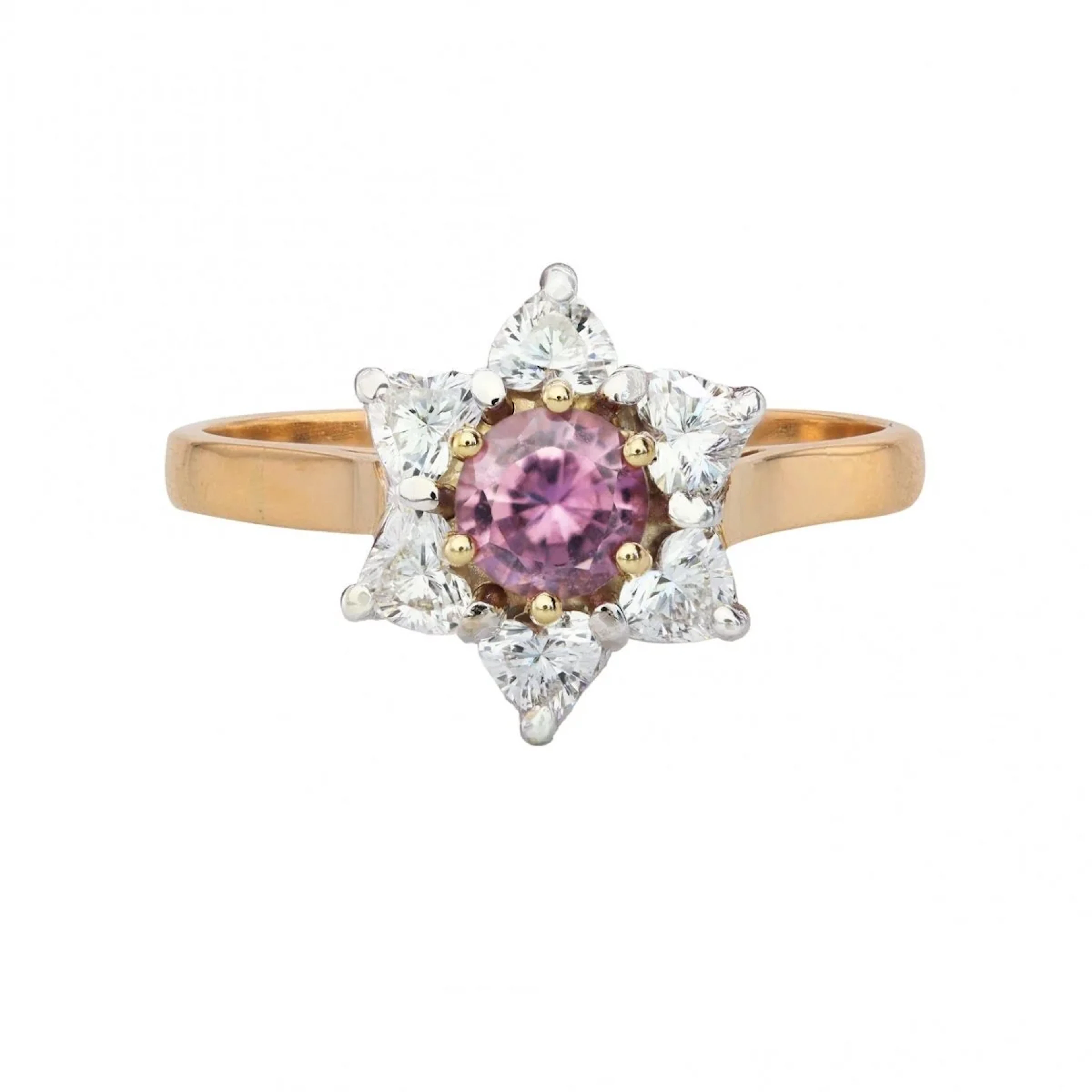 Ring Marguerite in yellow gold, white gold, sapphire and diamonds