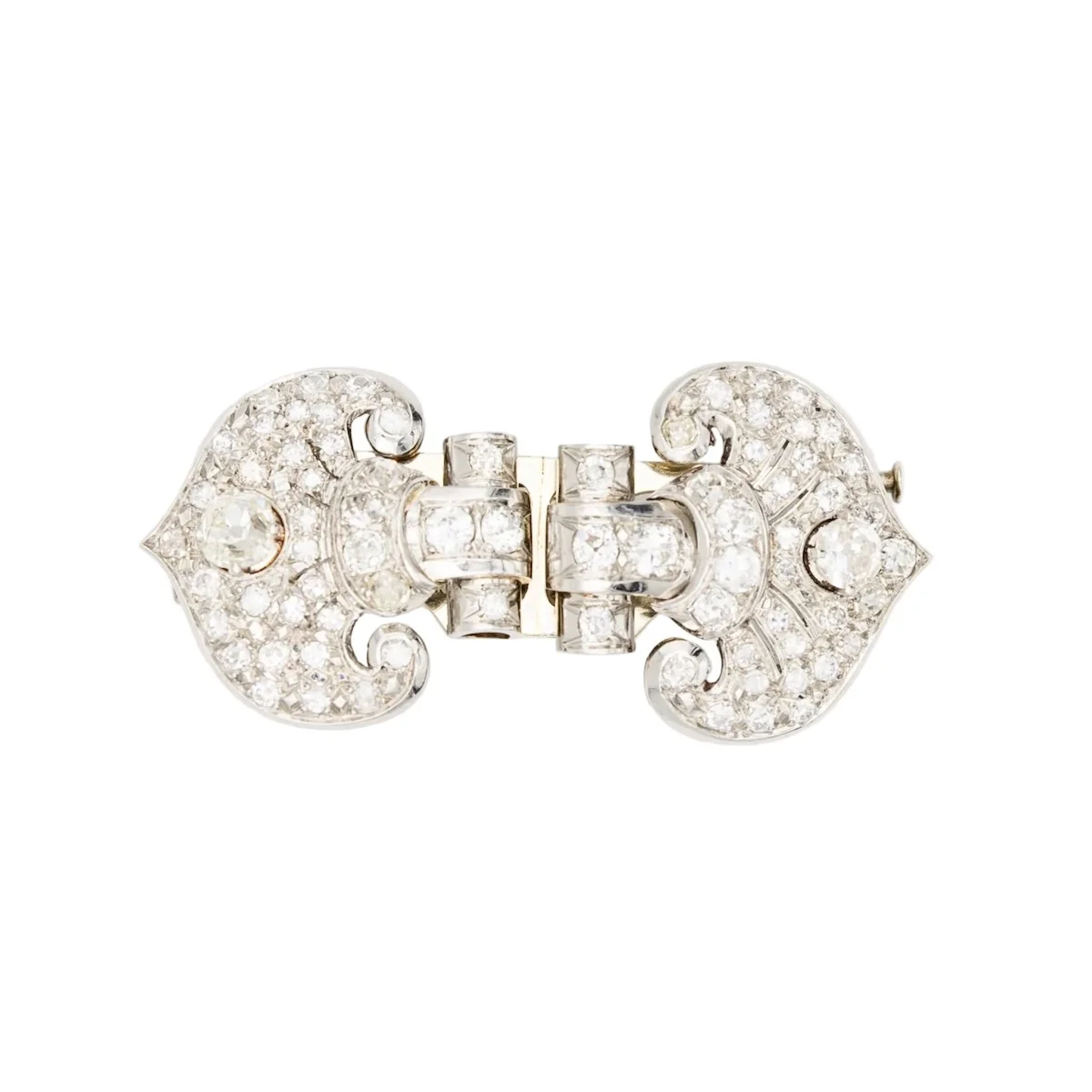 Brooch Clip in white gold and diamonds