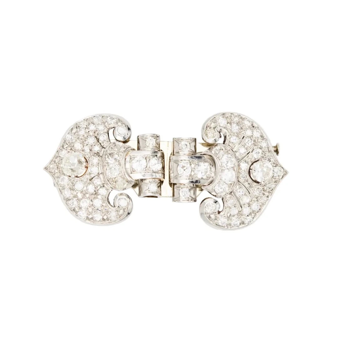 Brooch Clip in white gold and diamonds