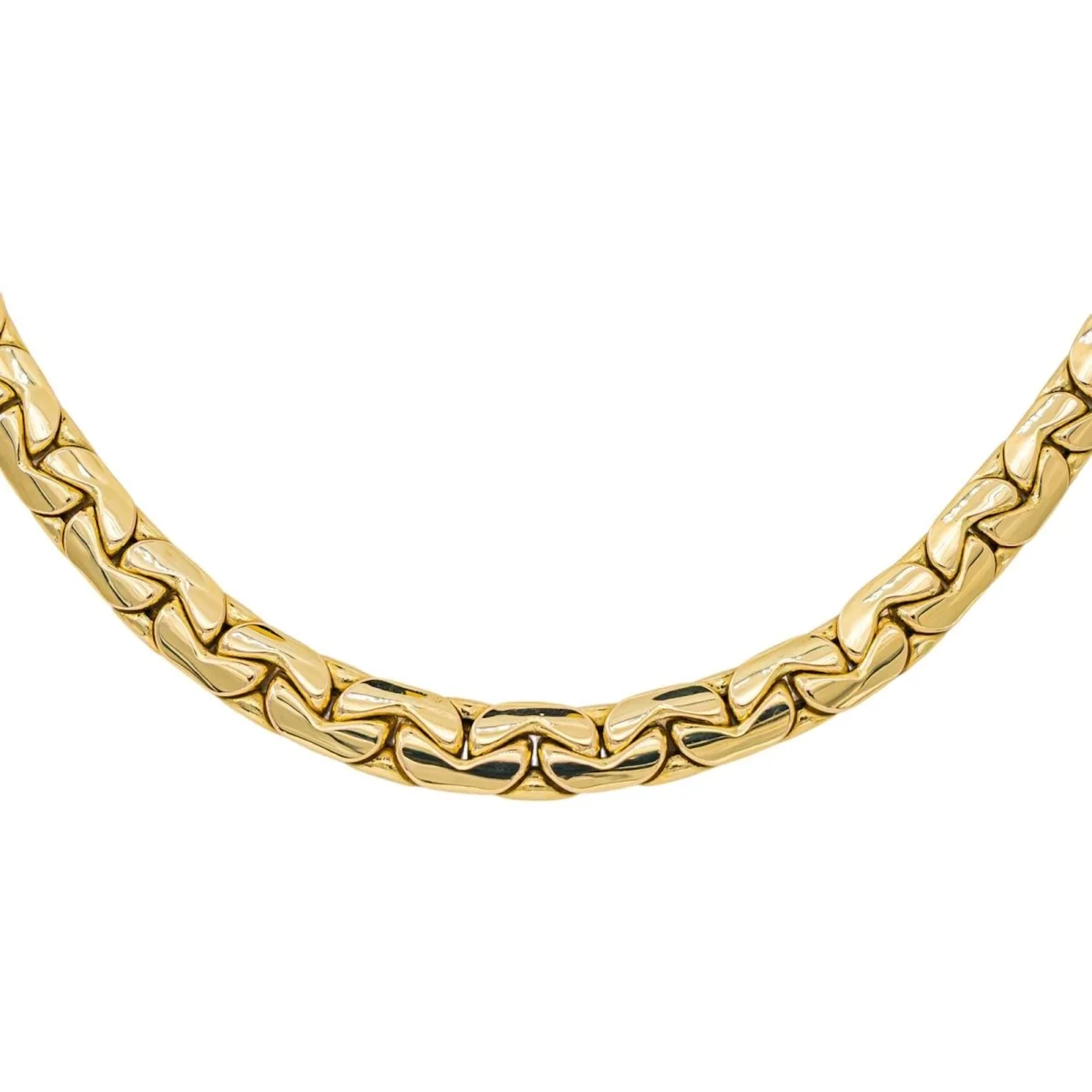 Yellow Gold Bean-Shaped Link Necklace
