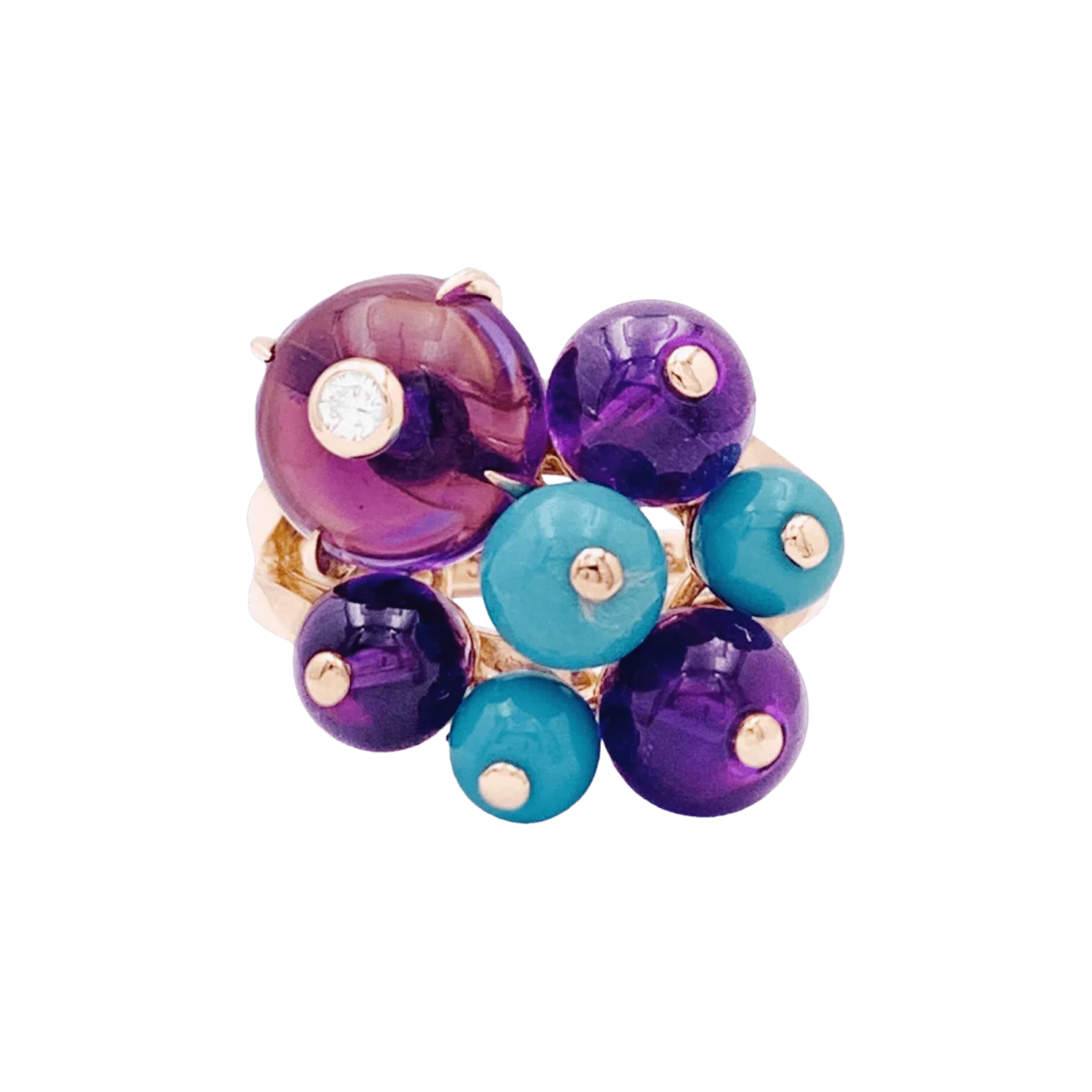 CARTIER "Délices de Goa" Cocktail Ring in Rose gold, Amethyst, Turquoise