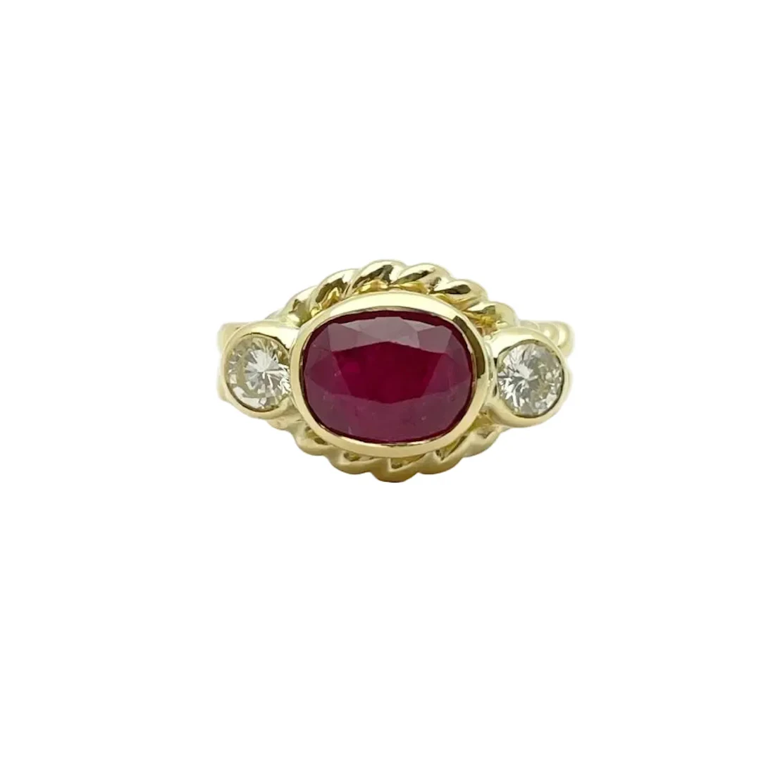 Ring Anello ruby in yellow gold and diamonds