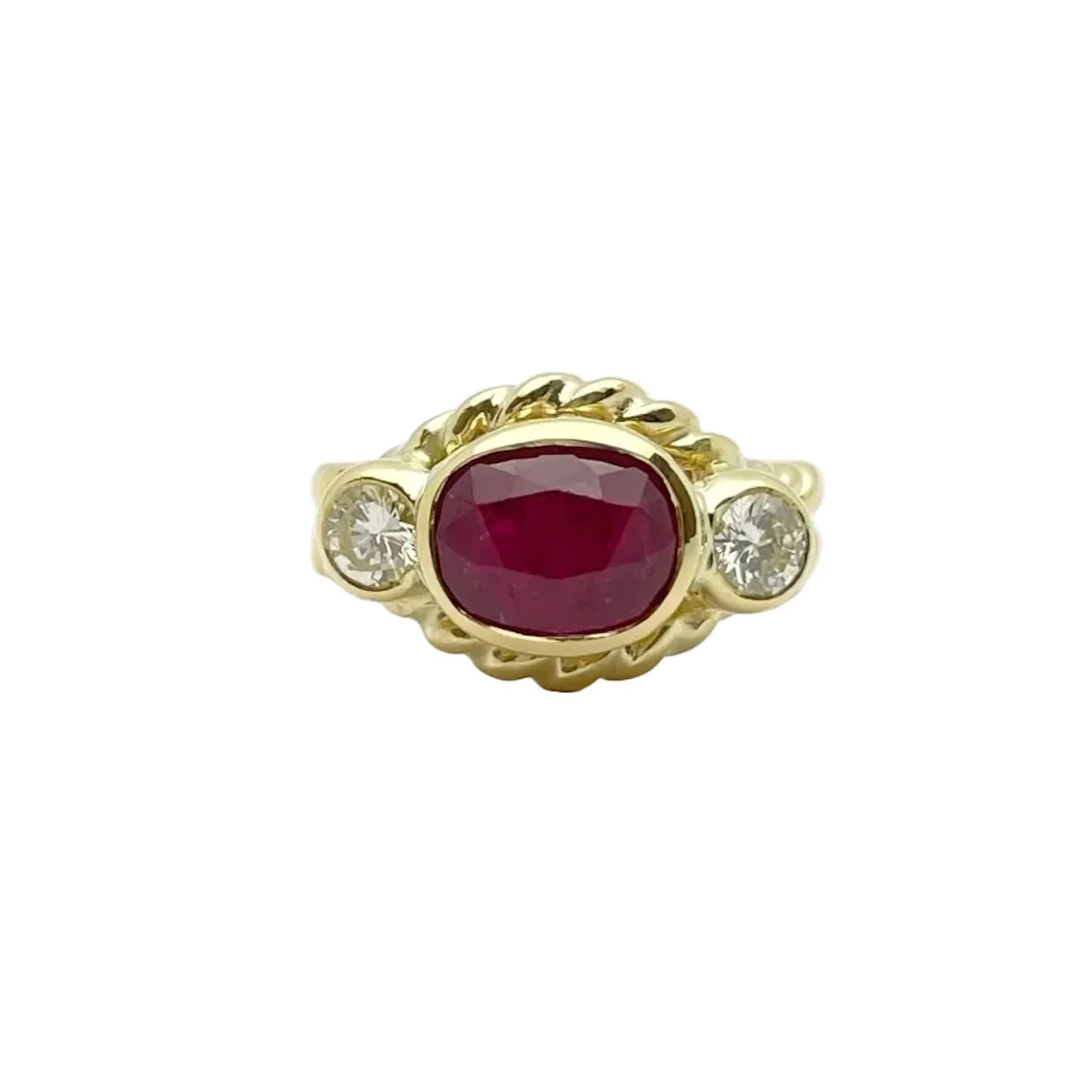 Ring Anello ruby in yellow gold and diamonds