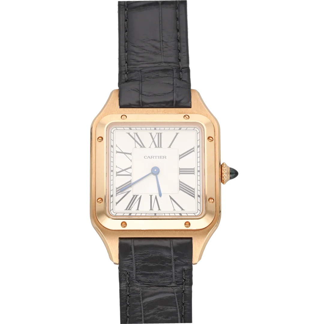 CARTIER "Santos Dumont" GM Watch in Rose gold and Leather