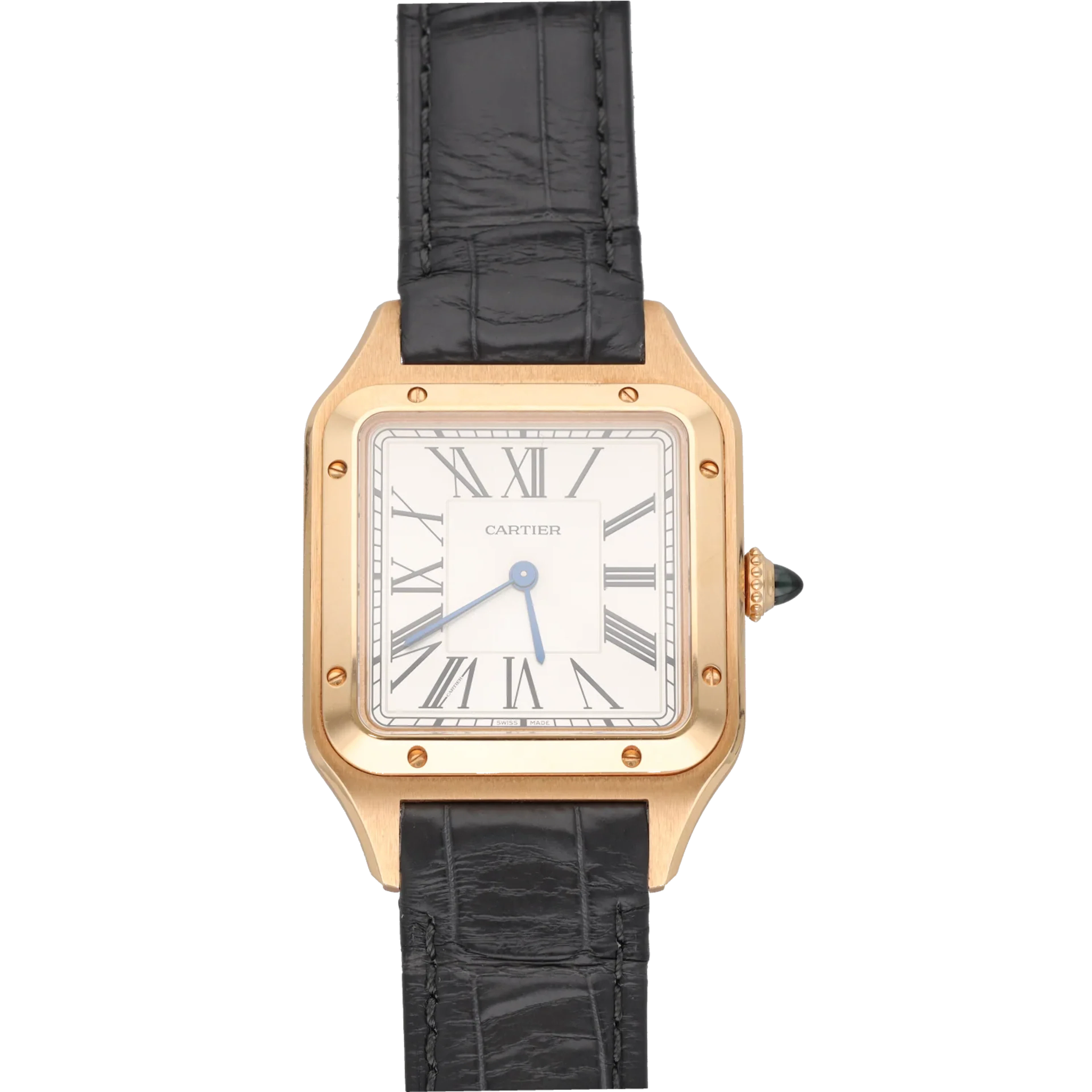 CARTIER "Santos Dumont" GM Watch in Rose gold and Leather