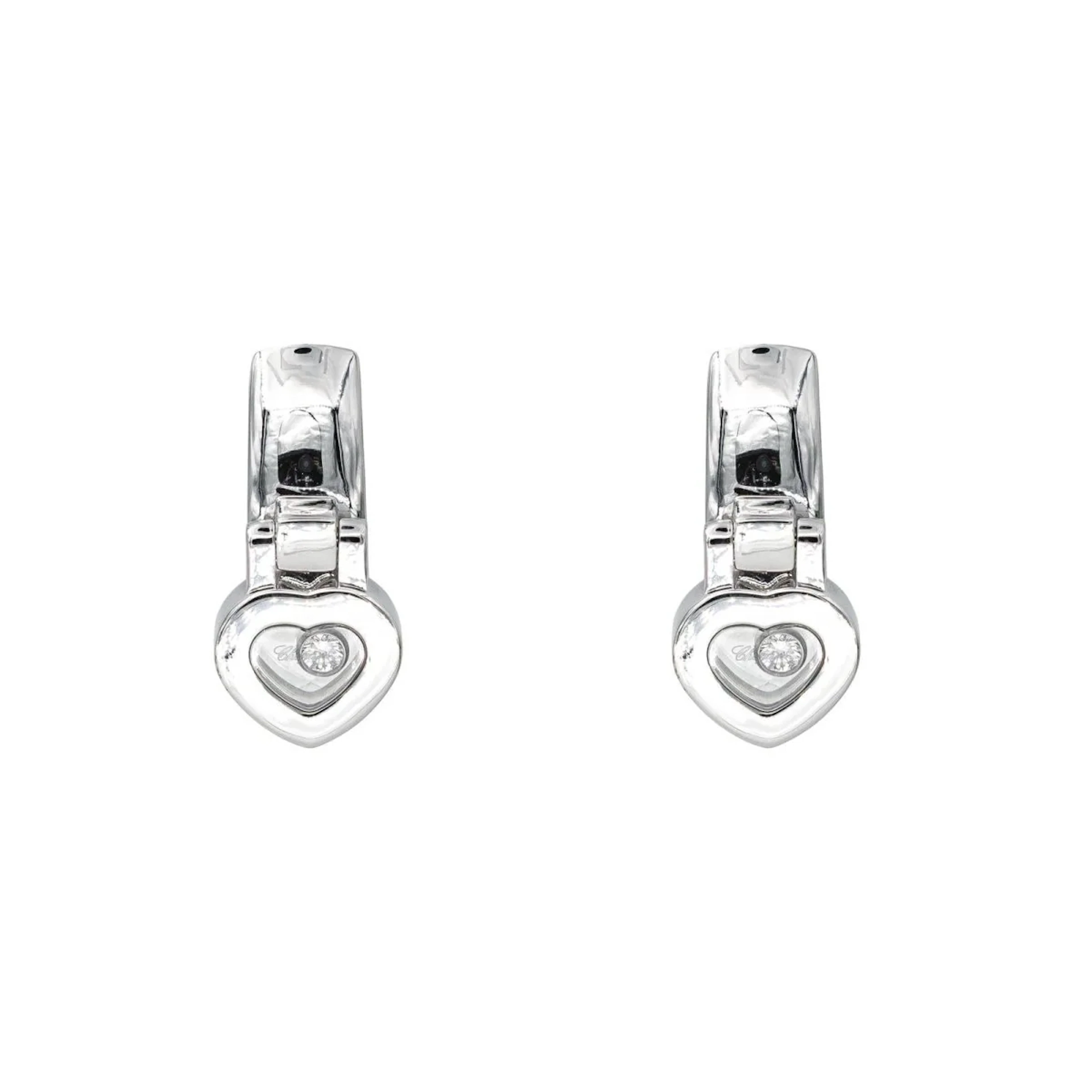 Chopard "Happy Diamonds" sleeper earrings in white gold and diamonds