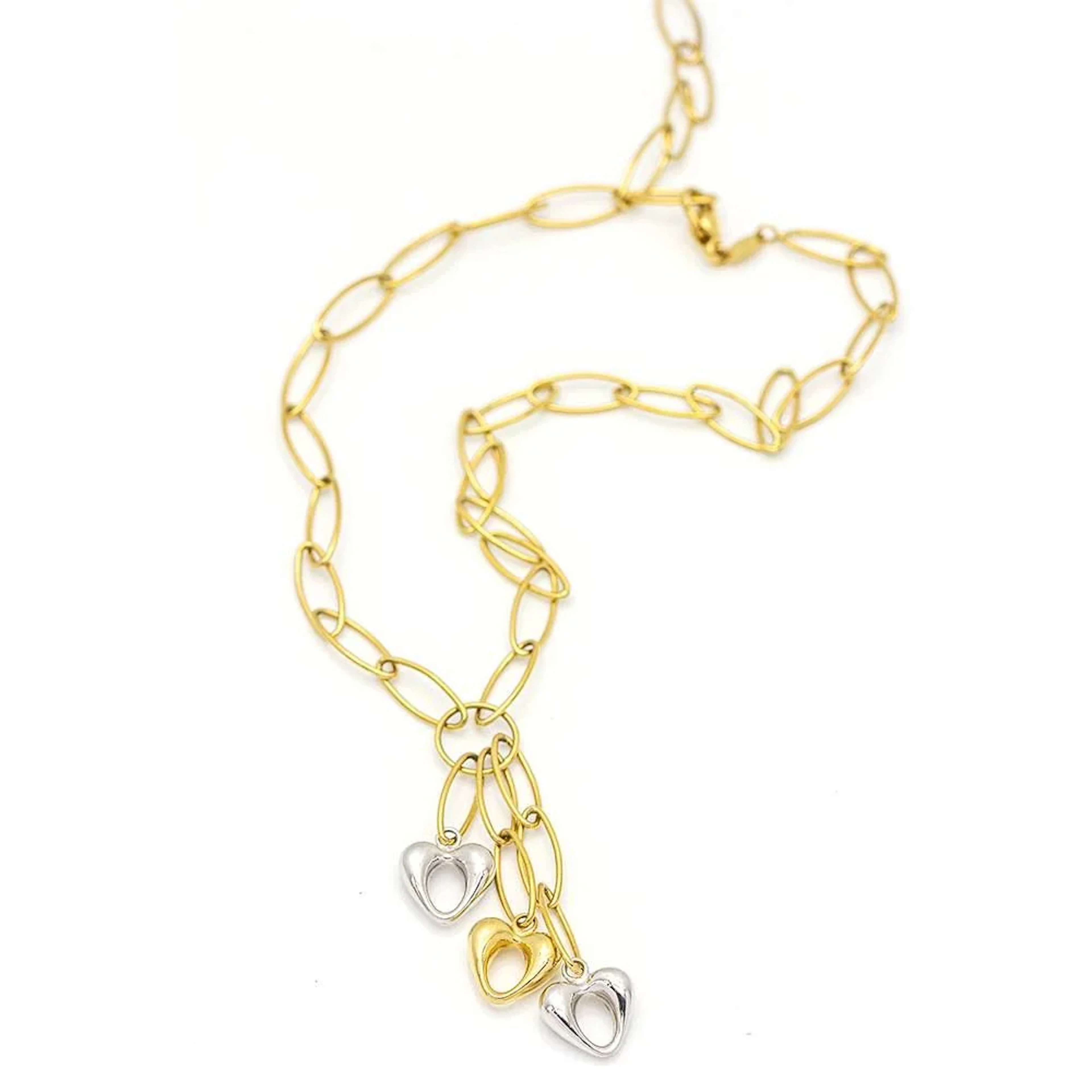 Necklace in two-tone gold with hearts