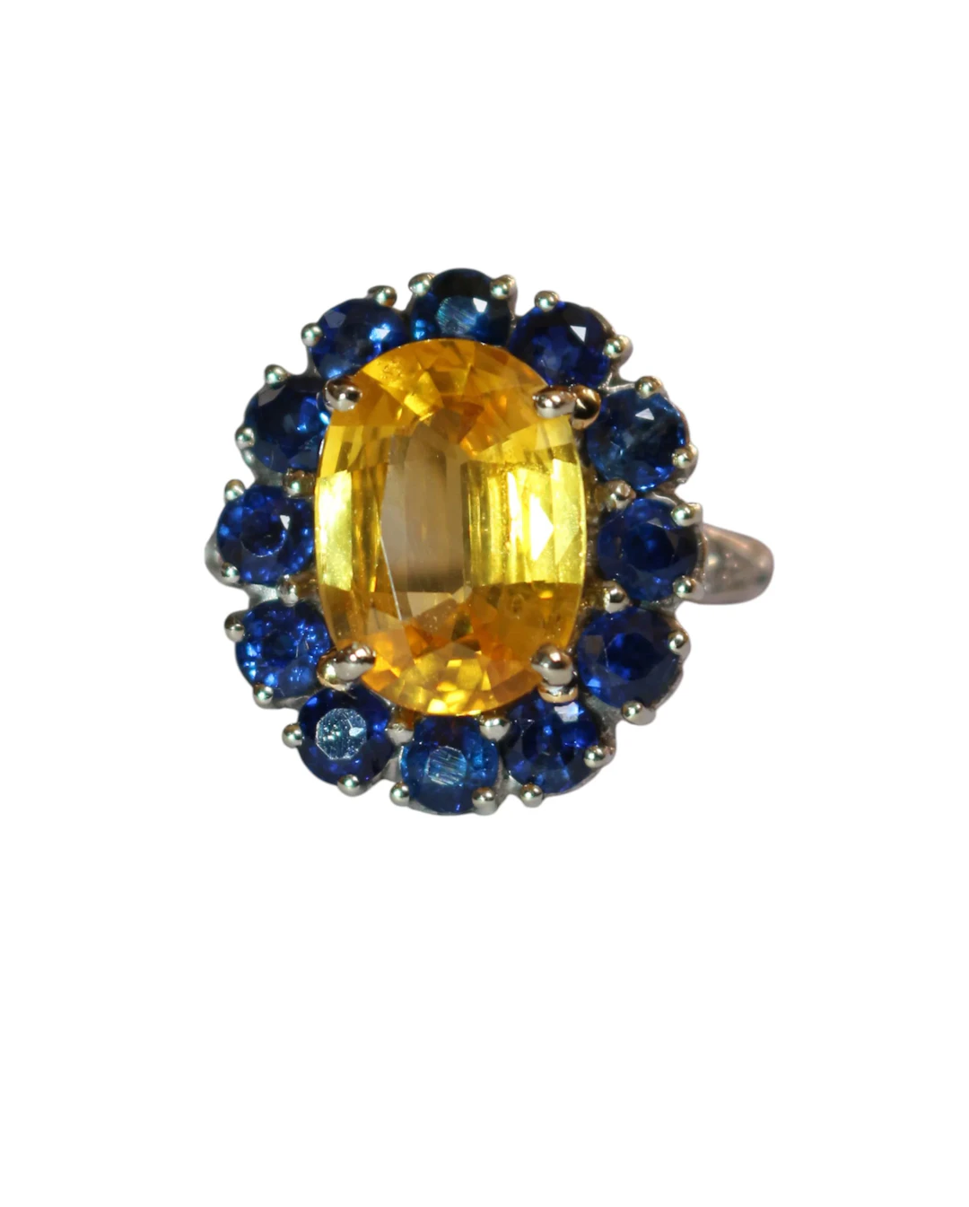 Marguerite Ring in White Gold, Sapphires, and Diamonds