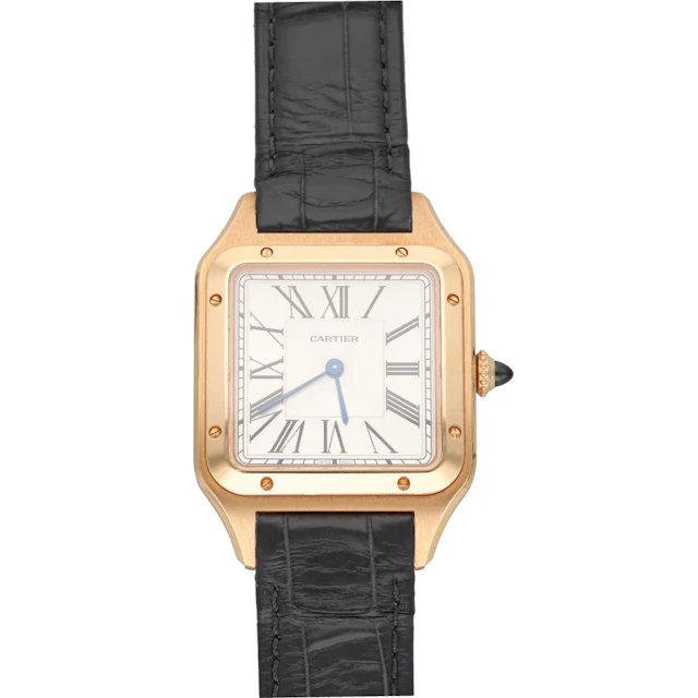 Montre CARTIER "Santos Dumont" GM en or rose et cuir