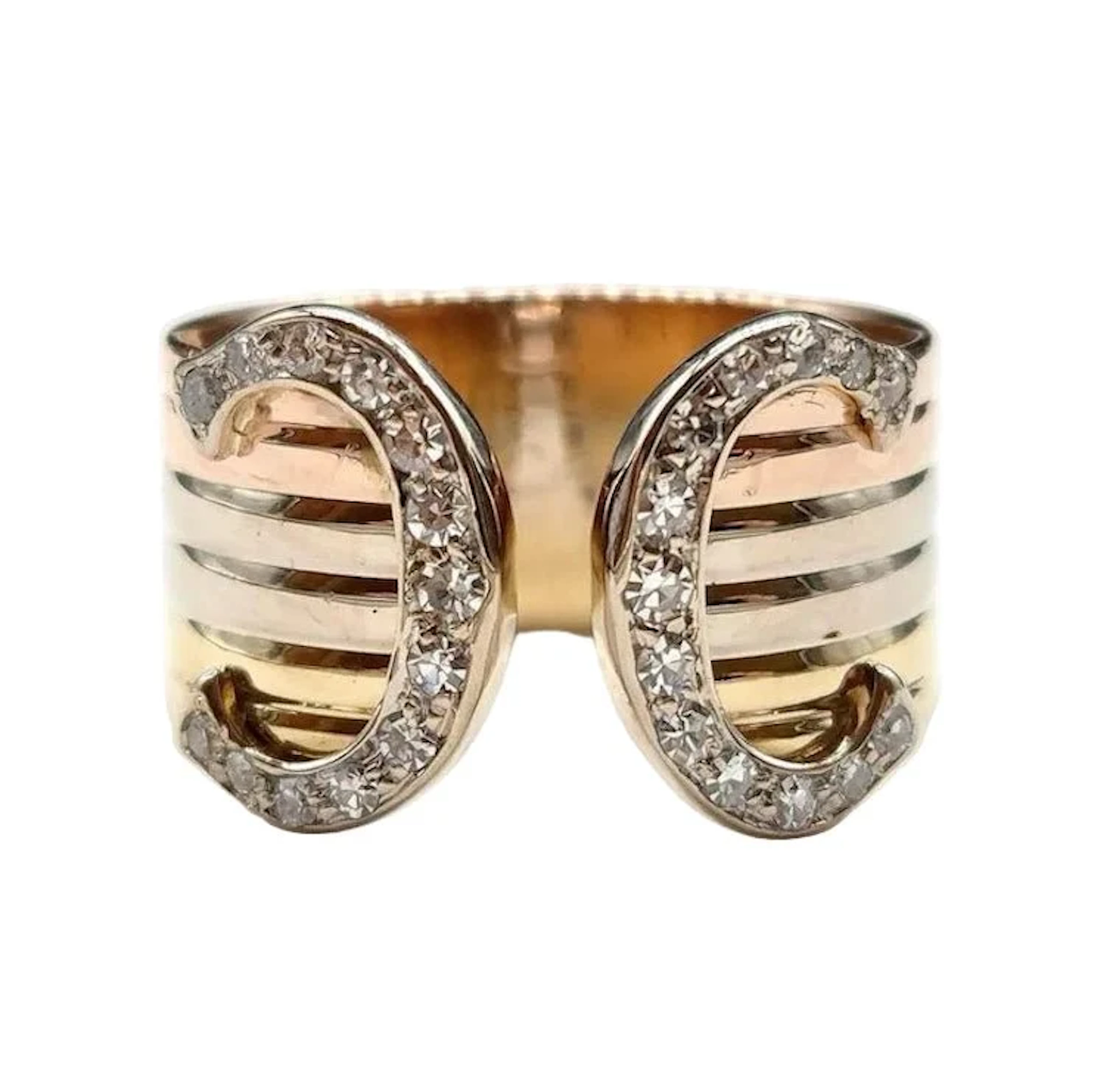 CARTIER "C de Cartier" Band Ring in white gold, yellow gold, rose