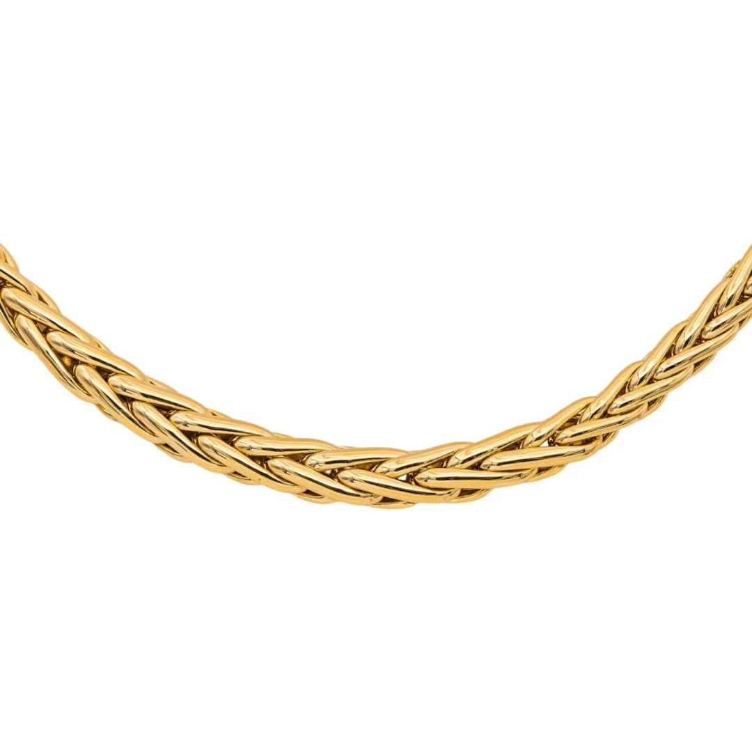 Yellow Gold Palm Leaf Link Necklace