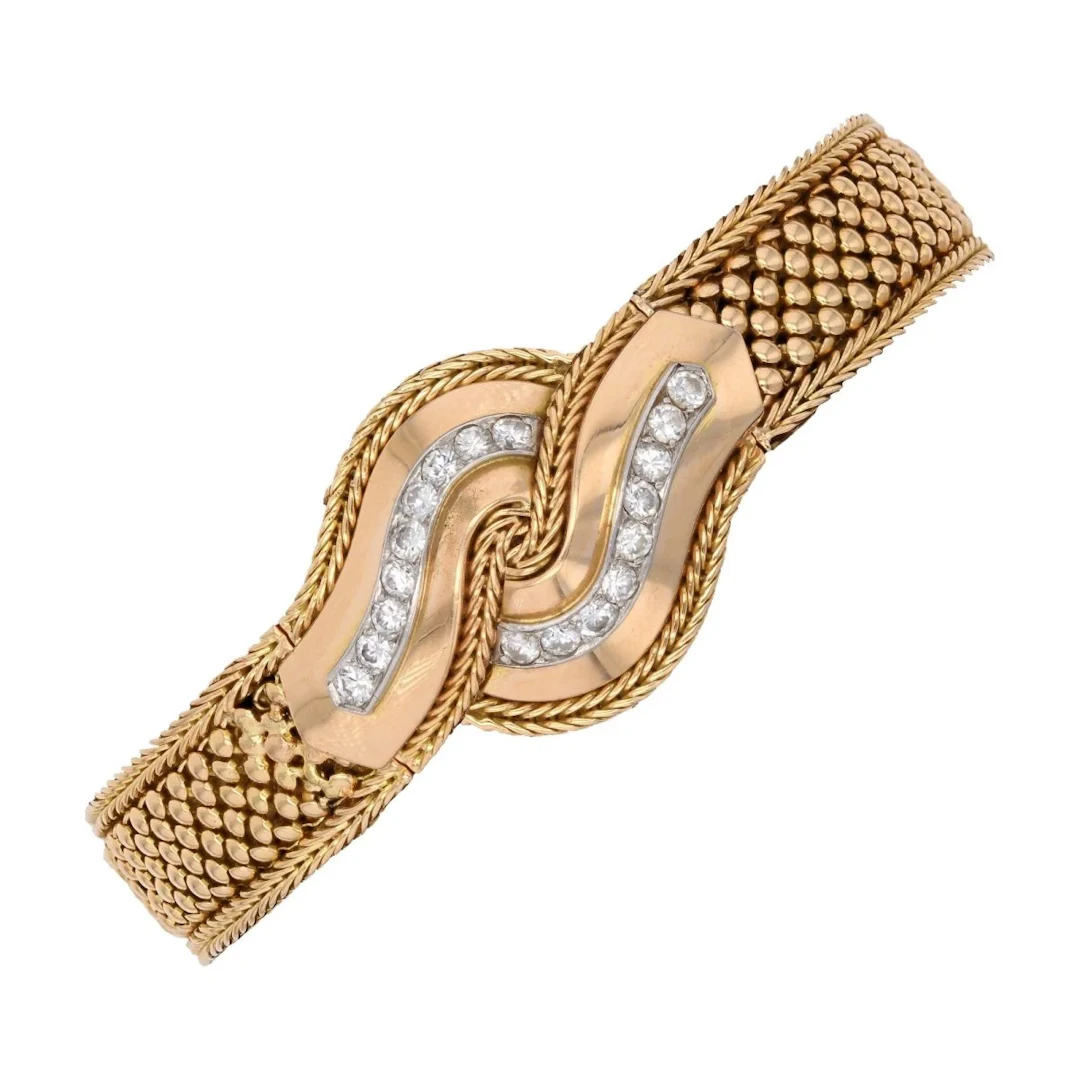 UTI watch in yellow gold, pearls and diamonds