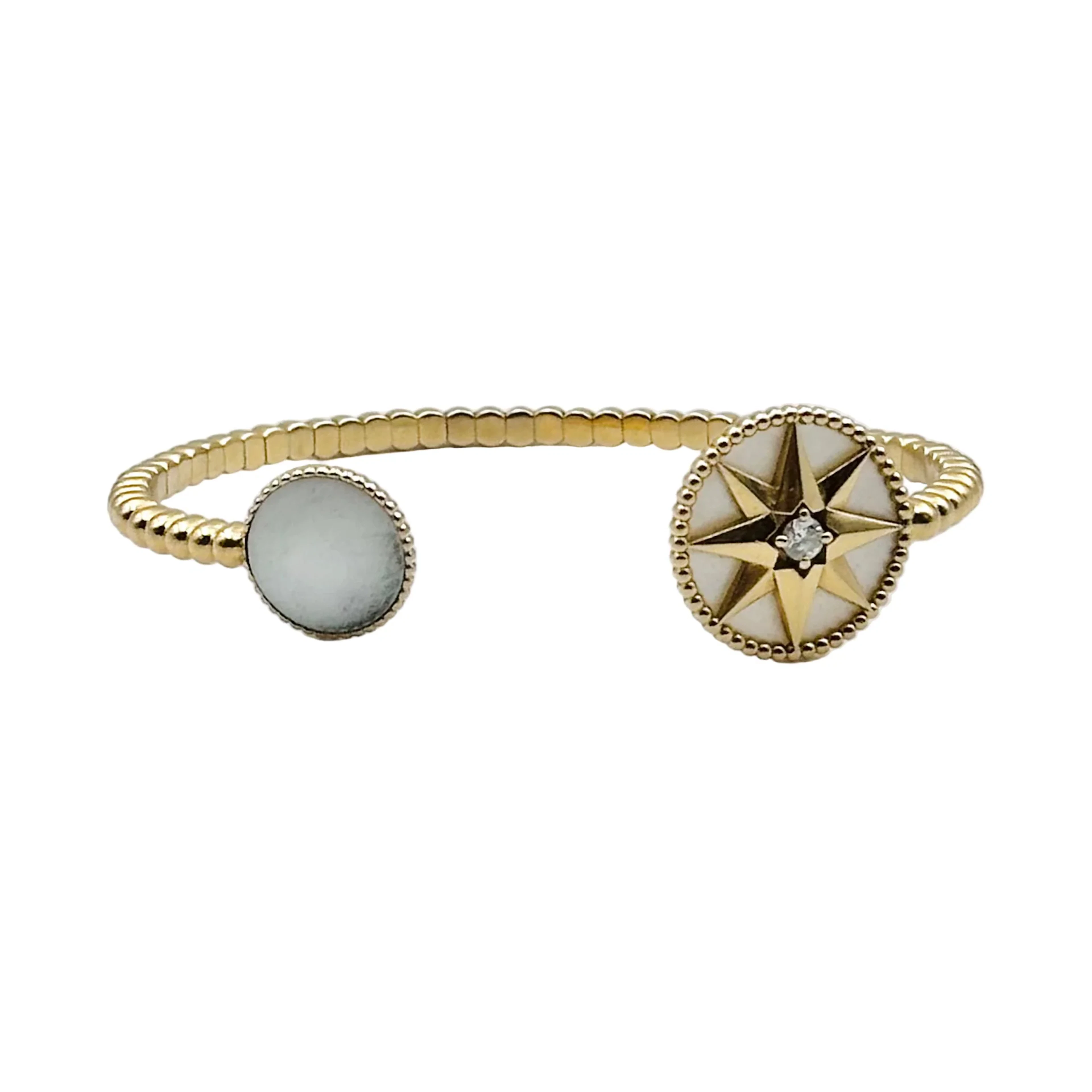 DIOR "Rose des Vents" bangle bracelet in yellow gold, mother-of-pearl
