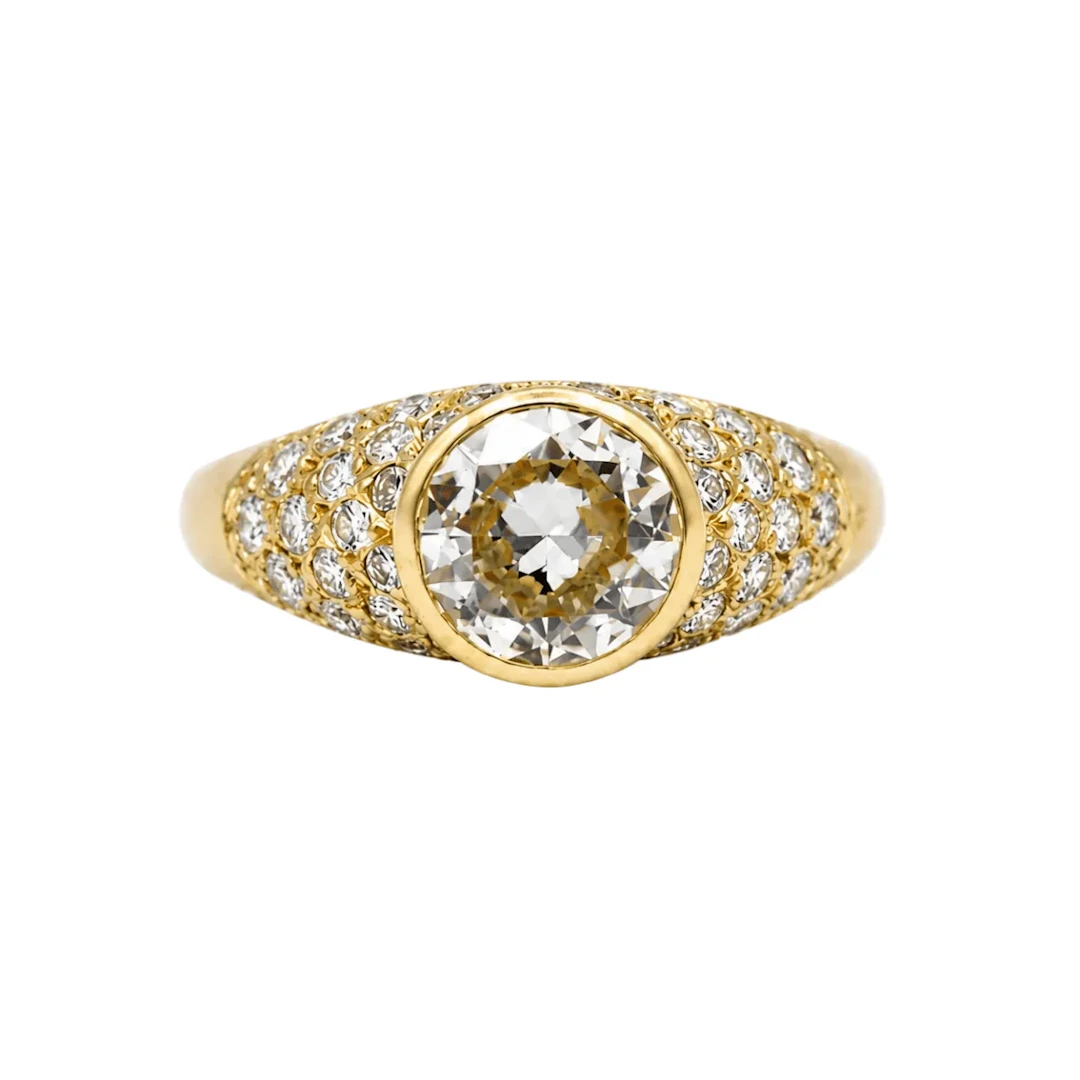 Yellow Gold and Diamond Bangle Ring