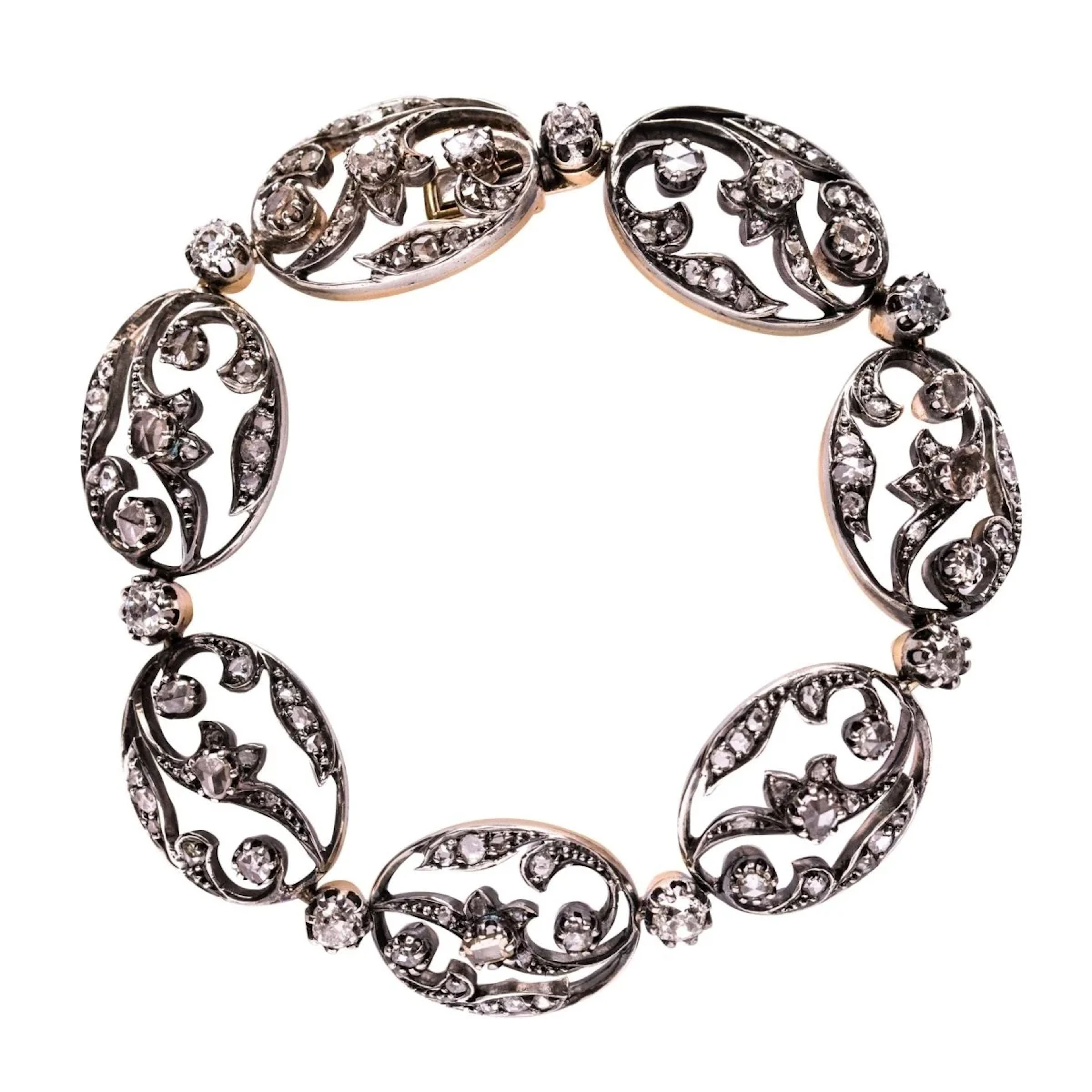Bracelet Mesh yellow gold, silver and diamonds