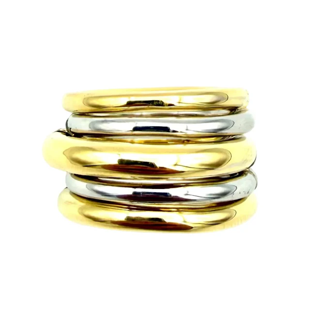 Bague POMELLATO "Tubolare" en or blanc et or jaune