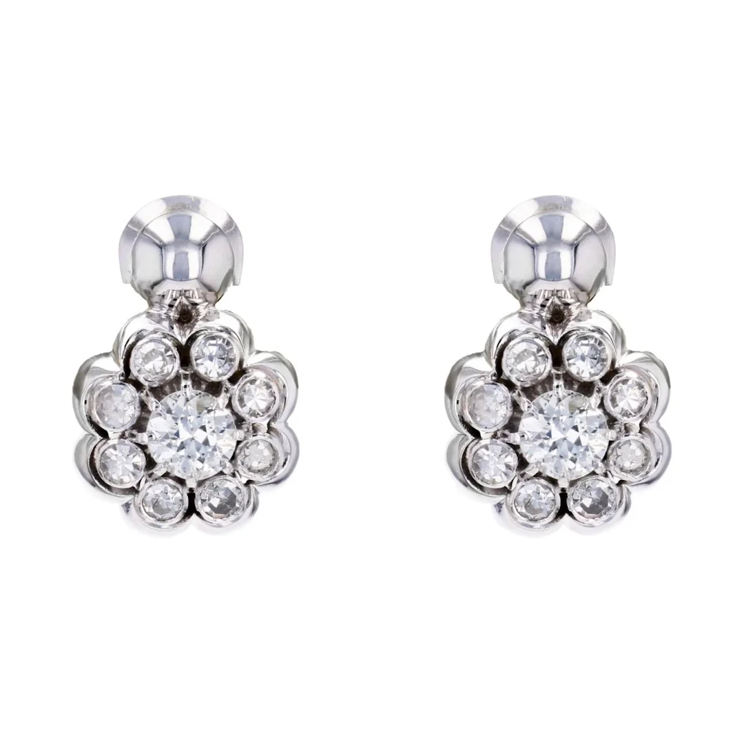 Earrings Clips in white gold and diamonds