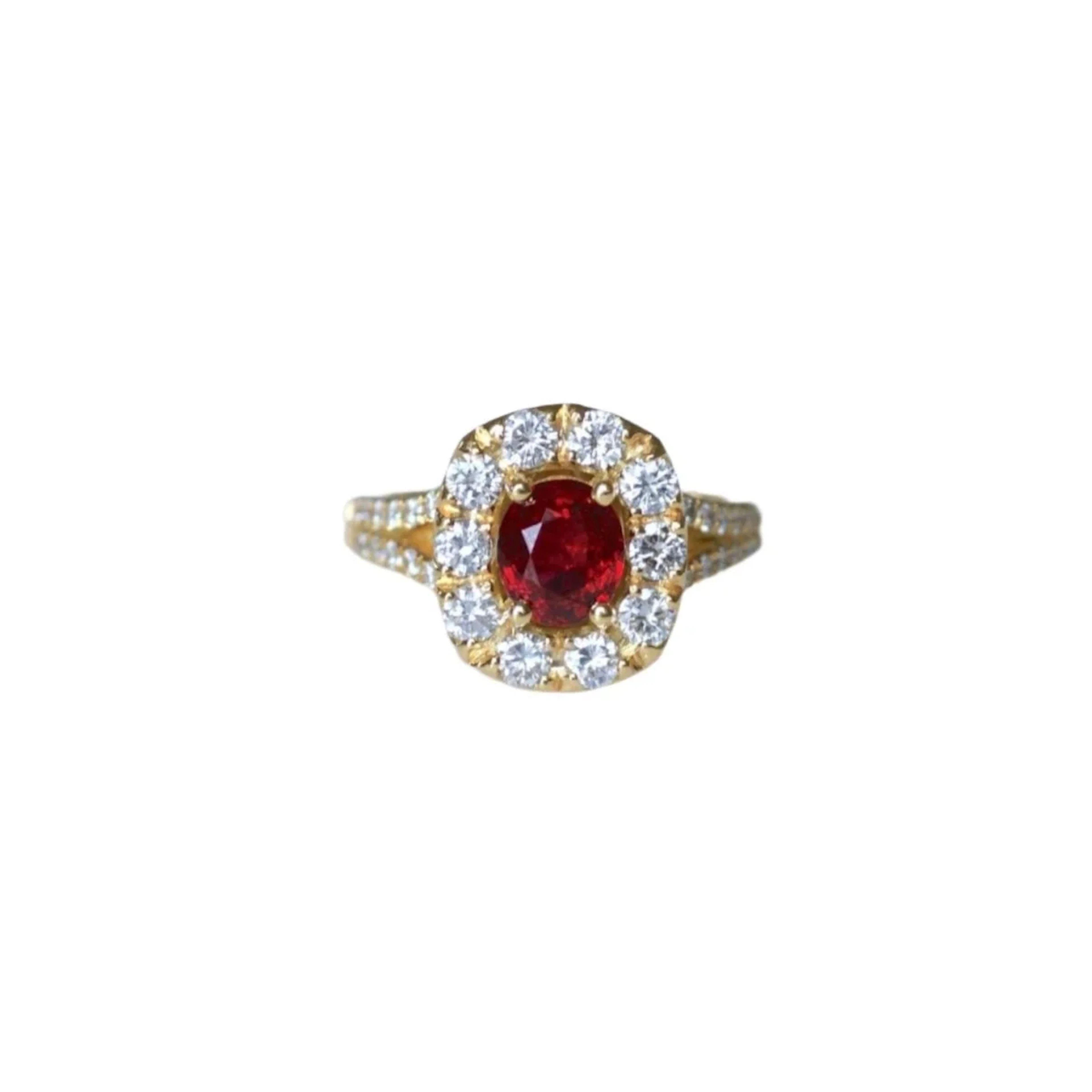 Ring Marguerite en yellow gold, spinel and diamonds