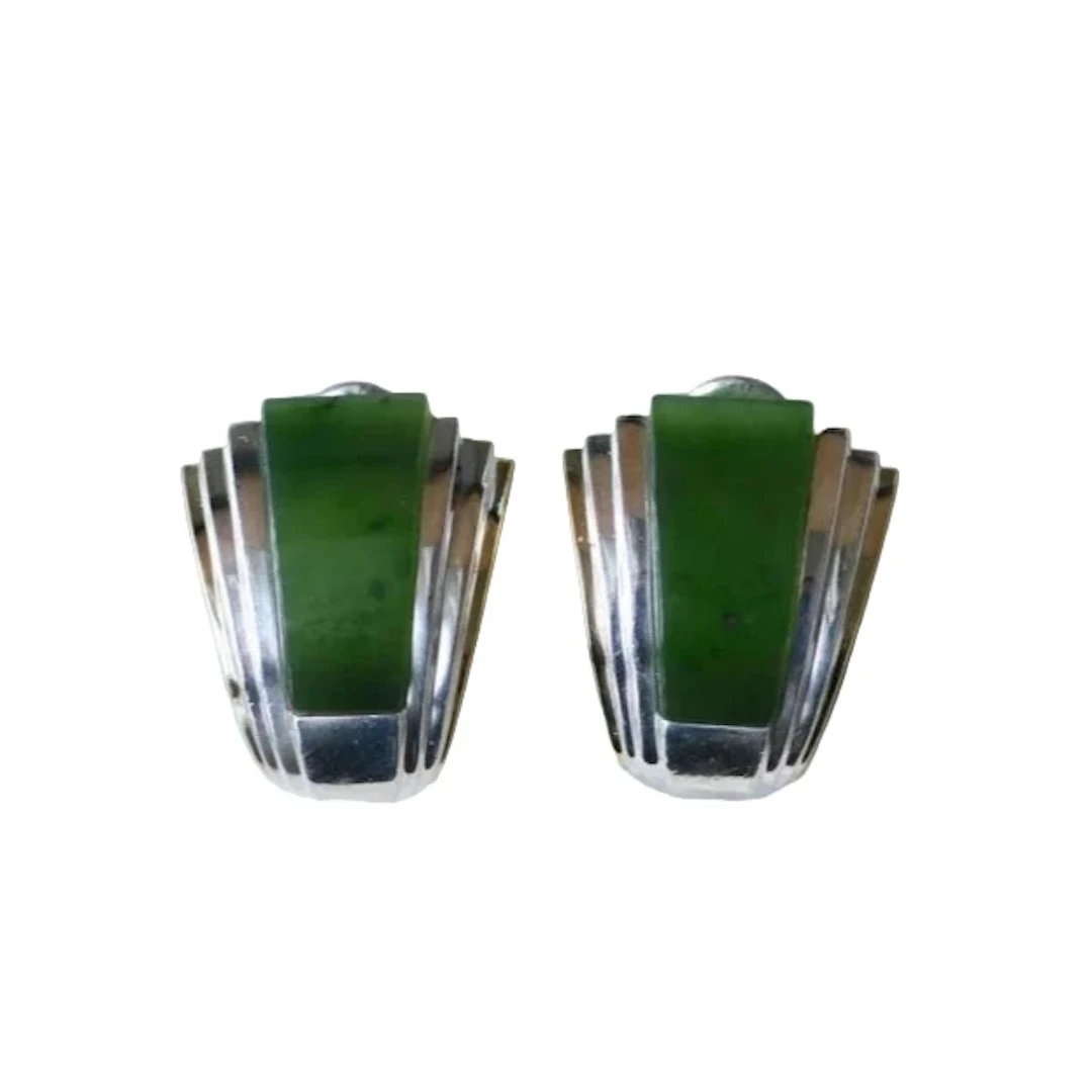 Earrings PUIFORCAT in gold, silver and jade