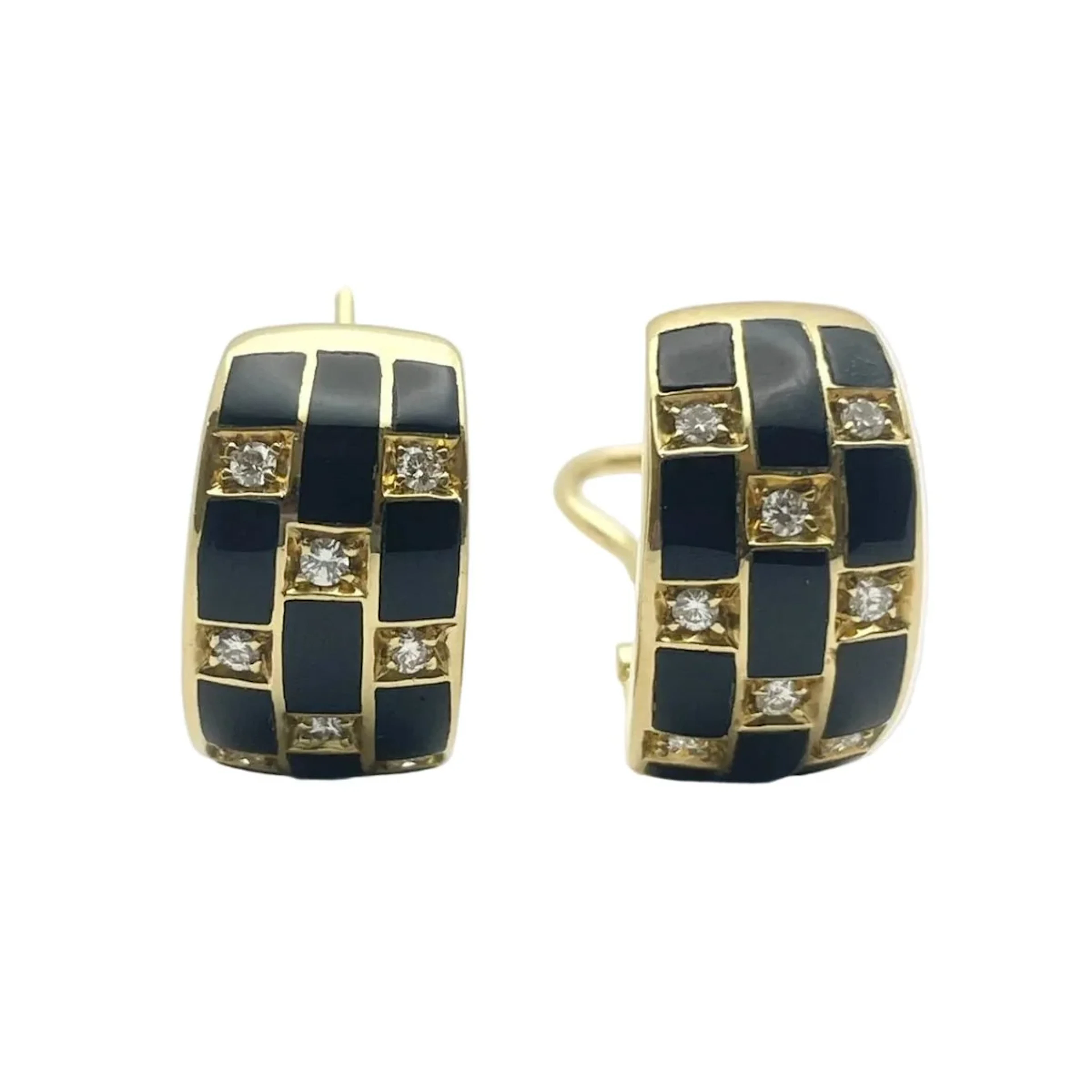 LEO PIZZO Clip-On Earrings in yellow gold, Enamel, and Diamonds