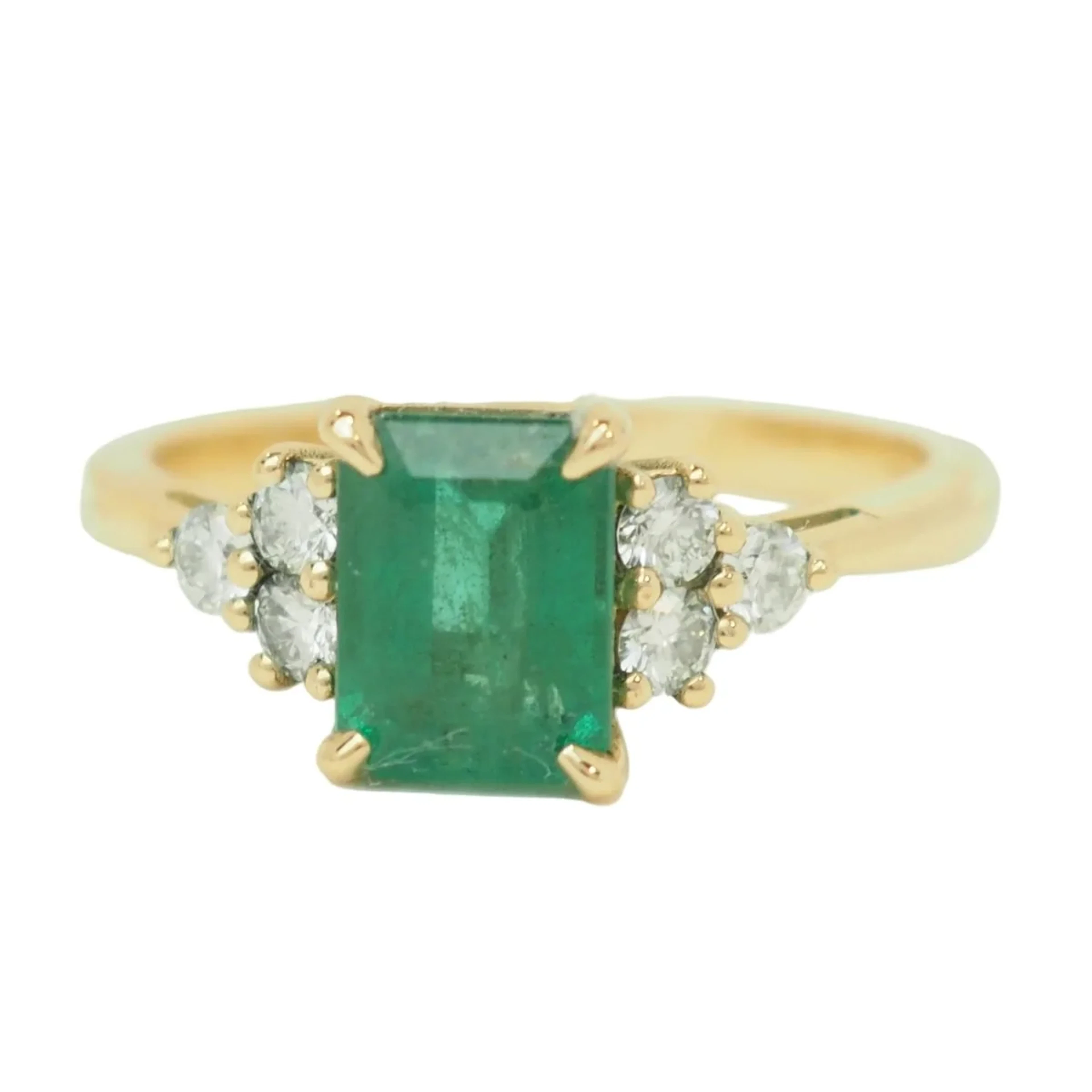 Yellow gold, emerald and diamond Ring