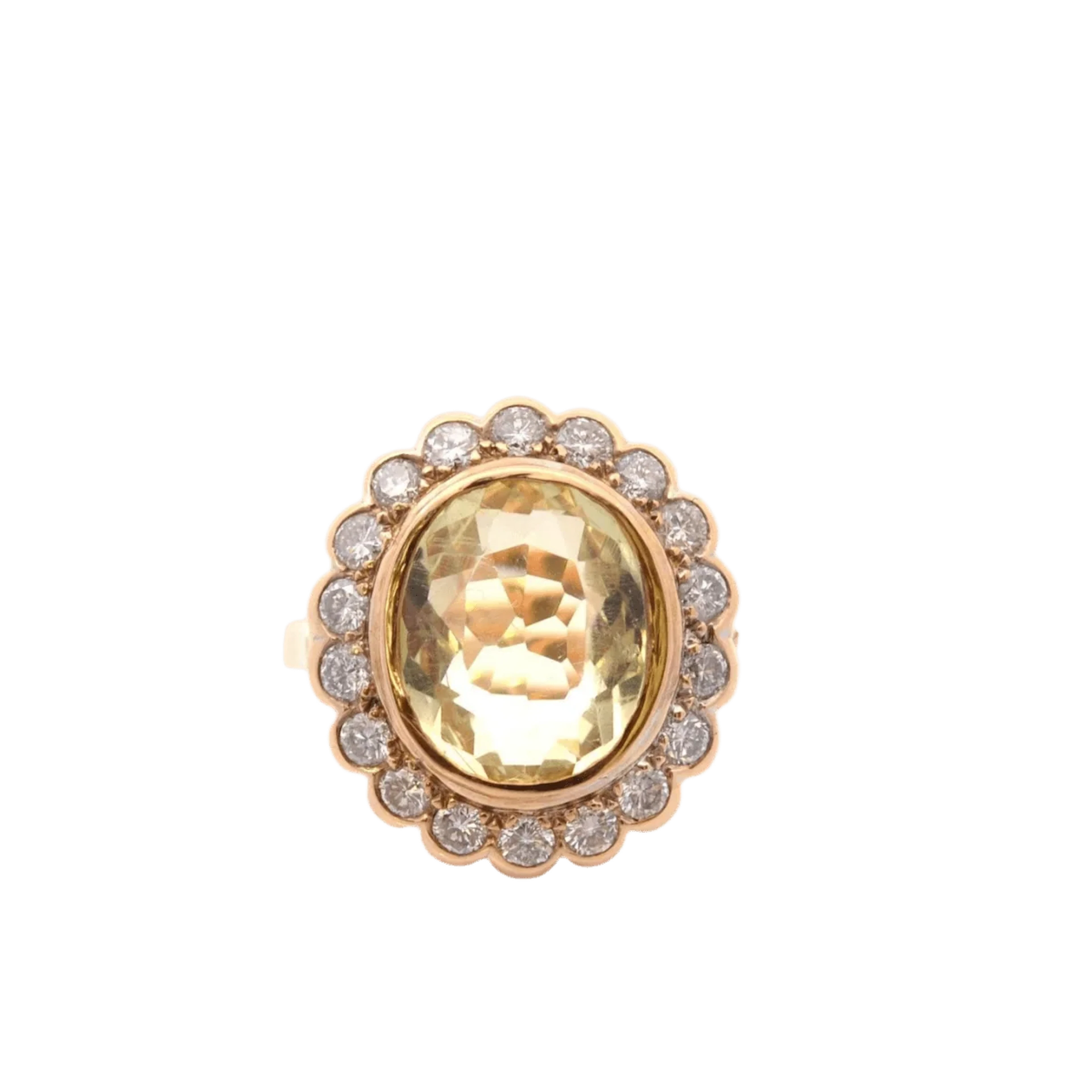 Entourage ring in yellow gold, orthoclase and diamonds