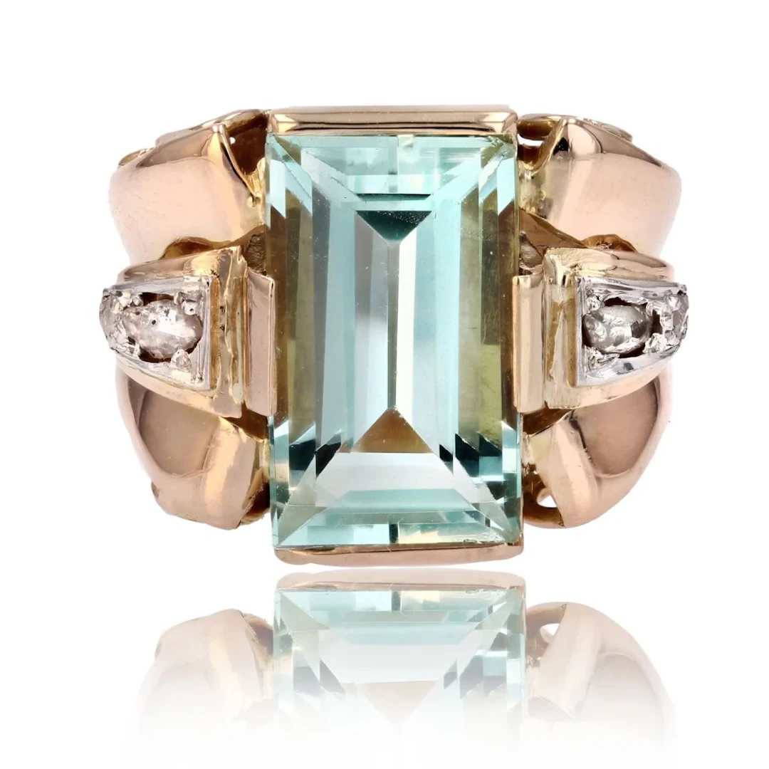 Ring Tank in rose gold, aquamarine and diamonds