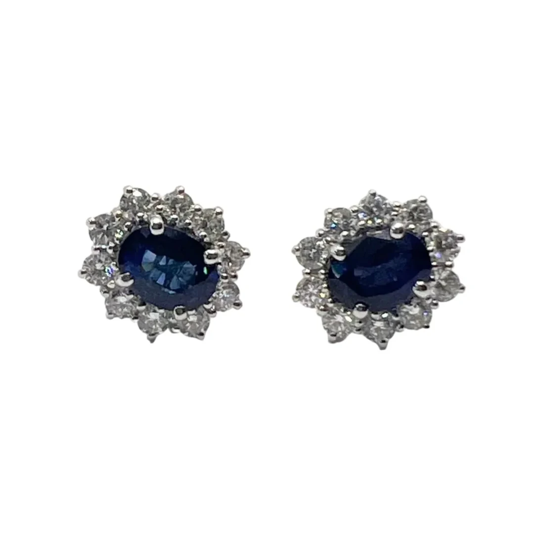 White Gold Earrings with Sapphires and Diamonds