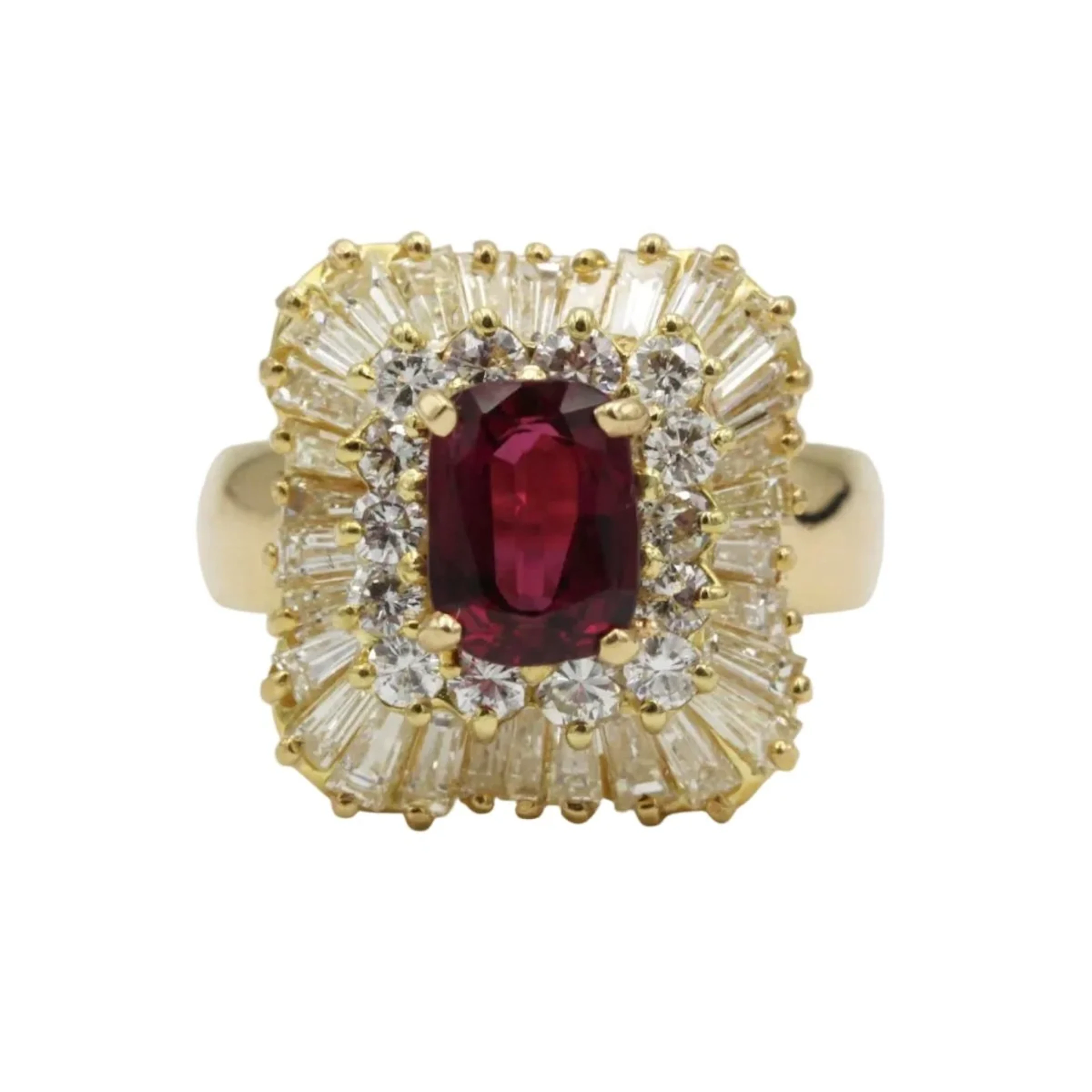 Entourage Ring in yellow gold, rubies, and diamonds