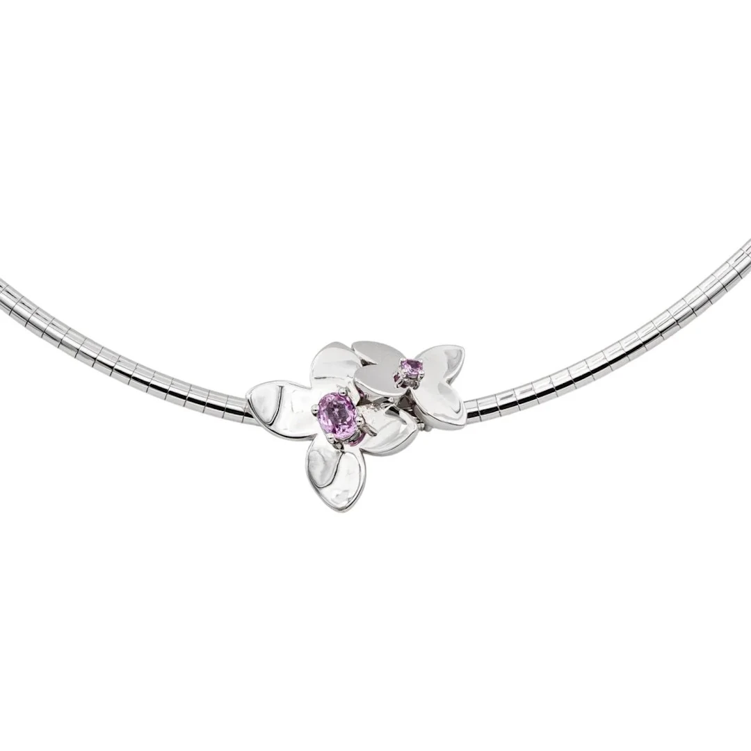 Necklace White gold Pink sapphire