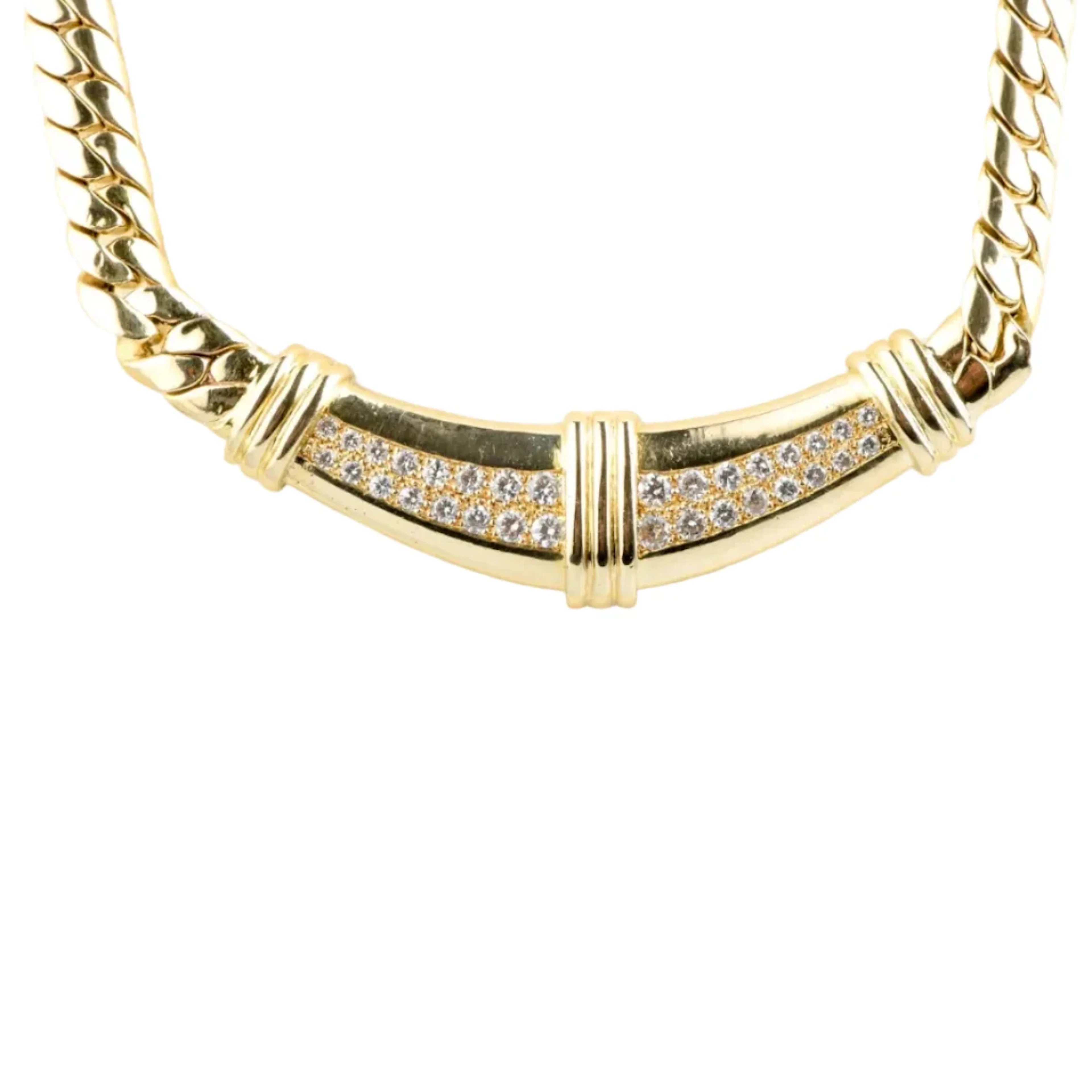 Yellow Gold Link Necklace with Diamonds