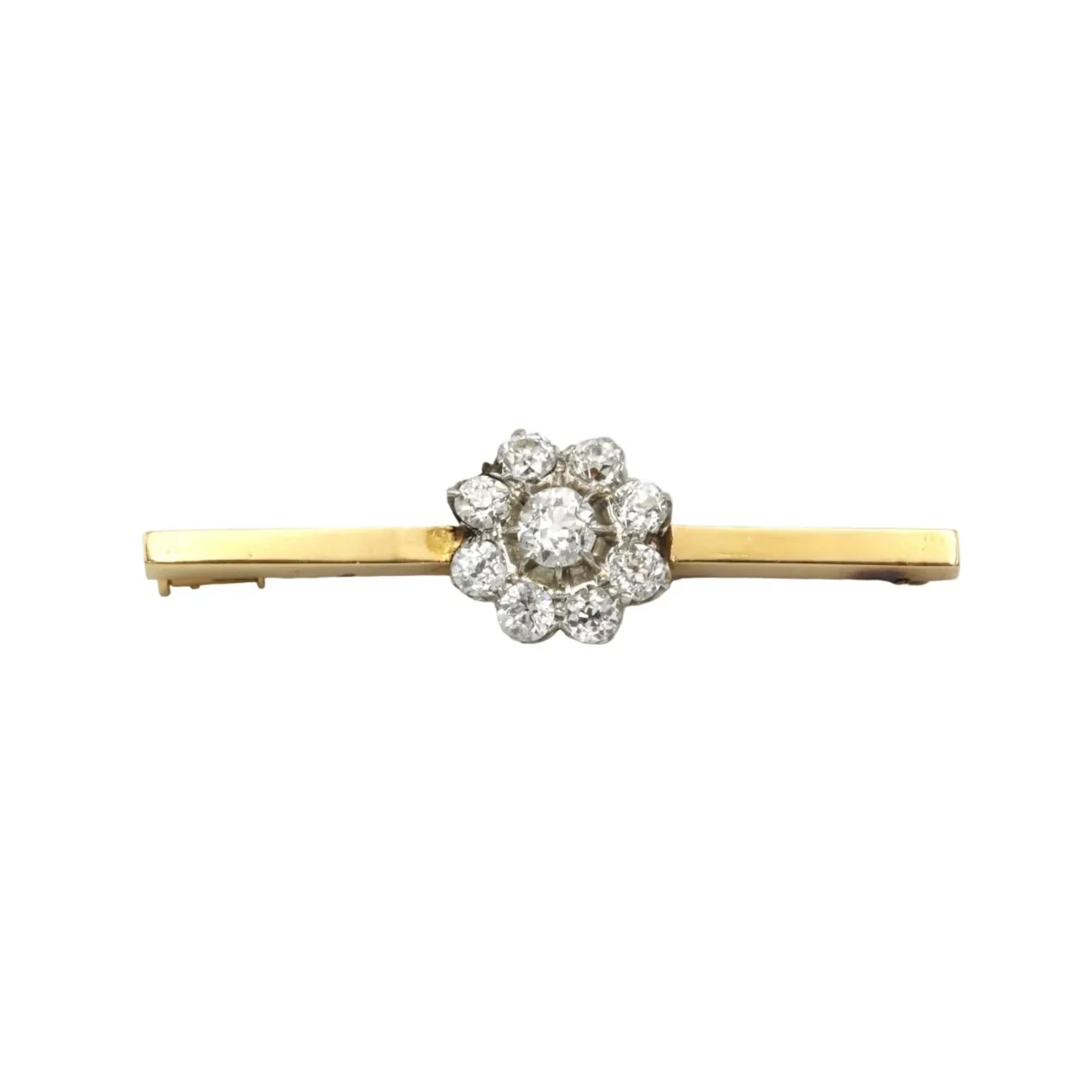 Brooch Barrette in yellow gold, paltinium and diamonds.