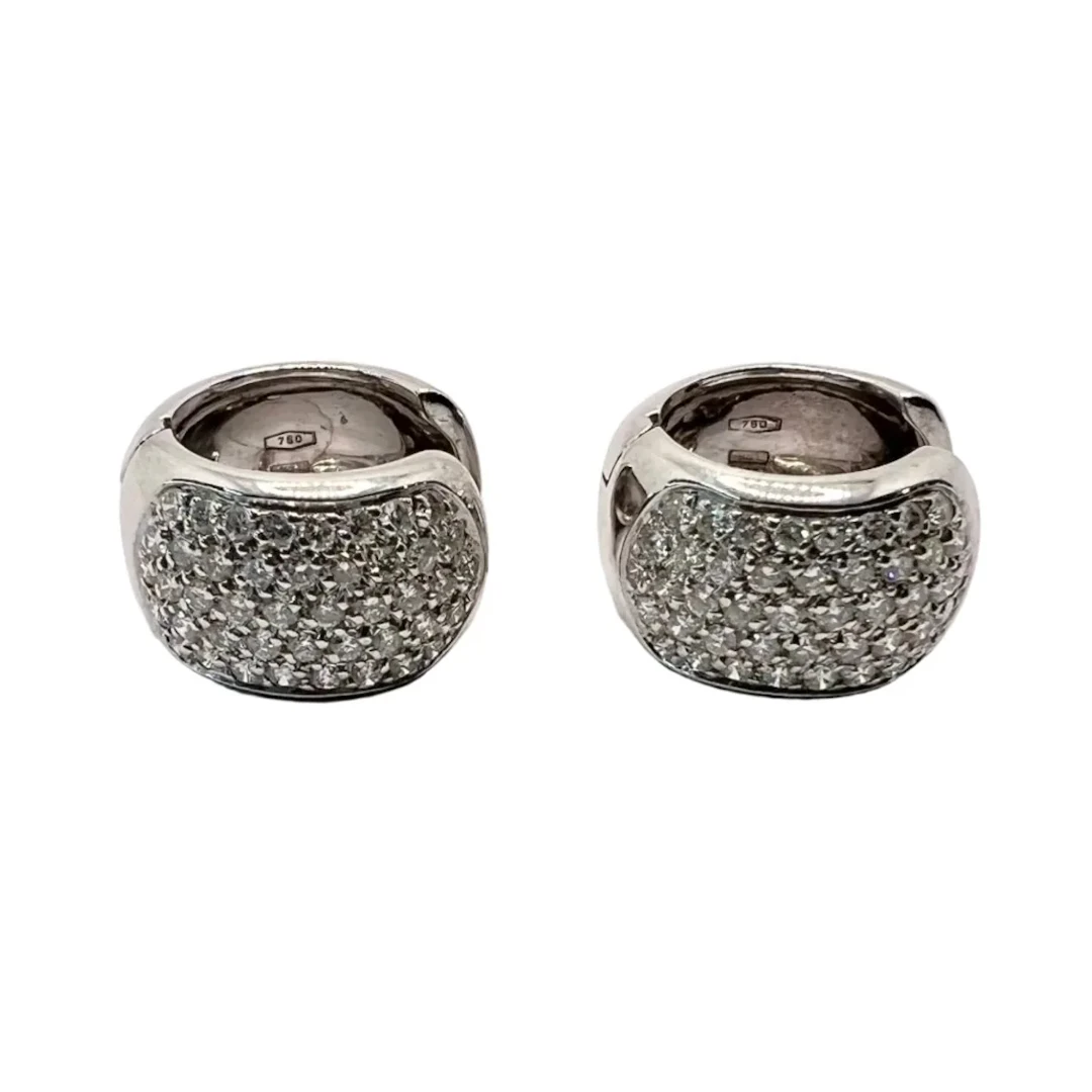 Earrings Creoles in white orang and diamonds