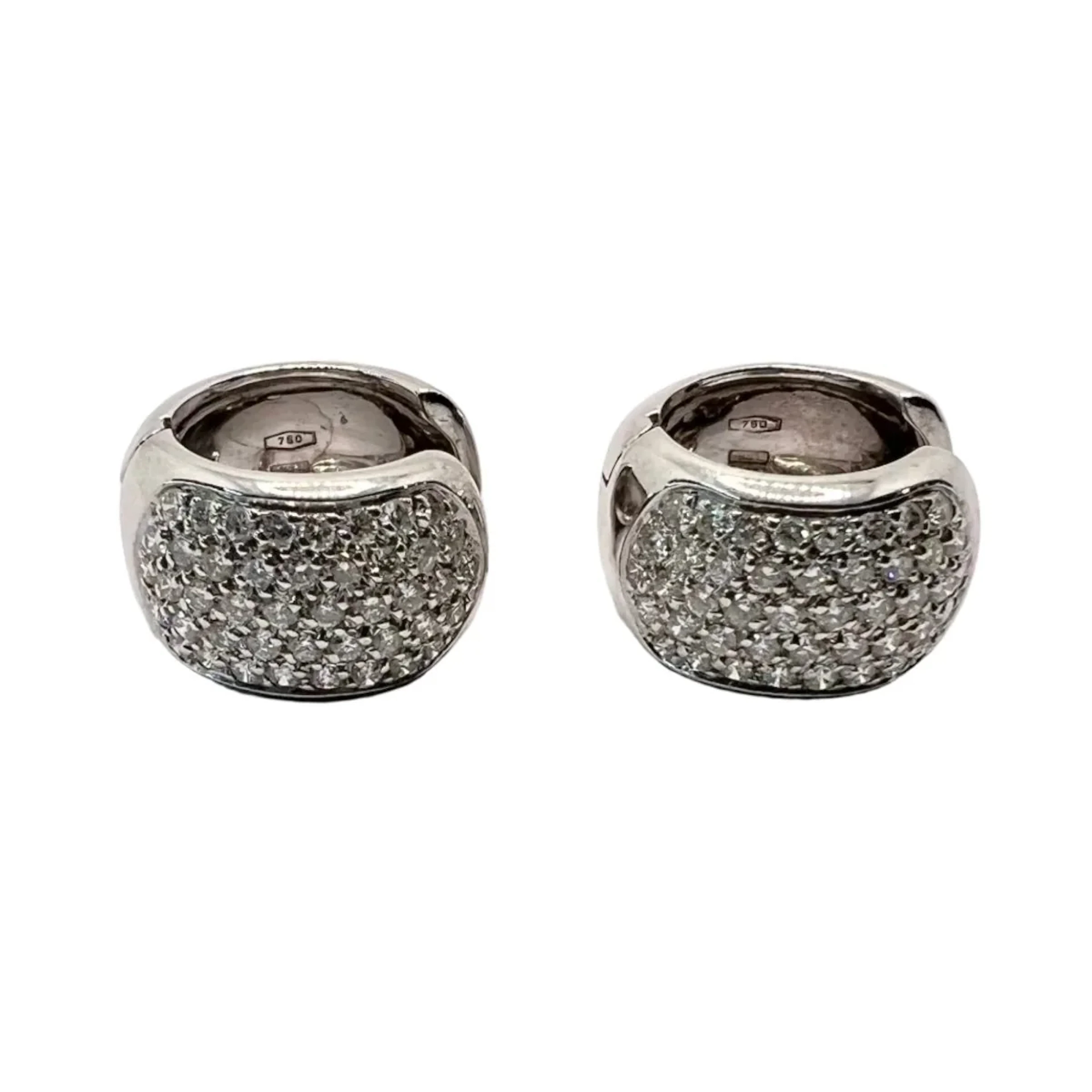 Earrings Creoles in white orang and diamonds