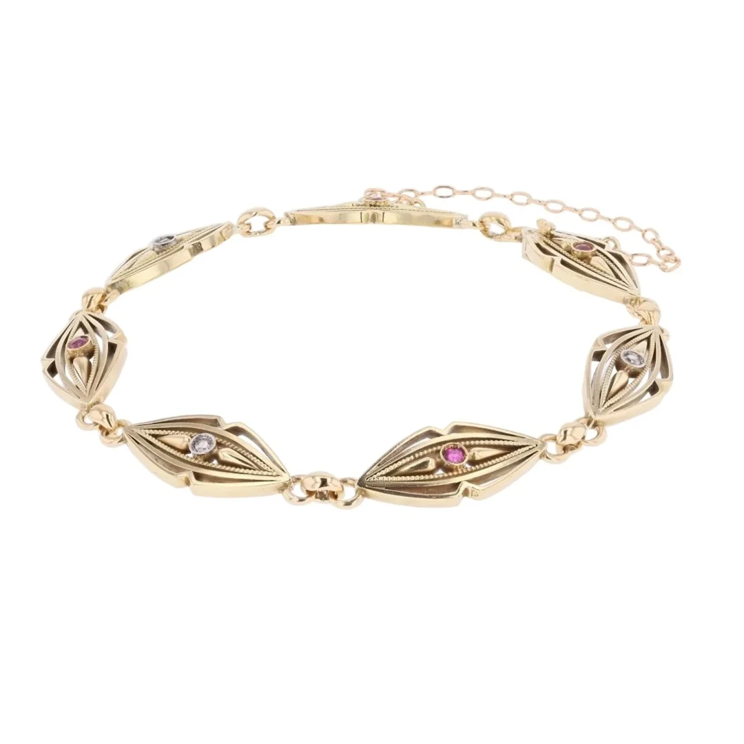 Yellow gold bracelet with rubies and diamonds