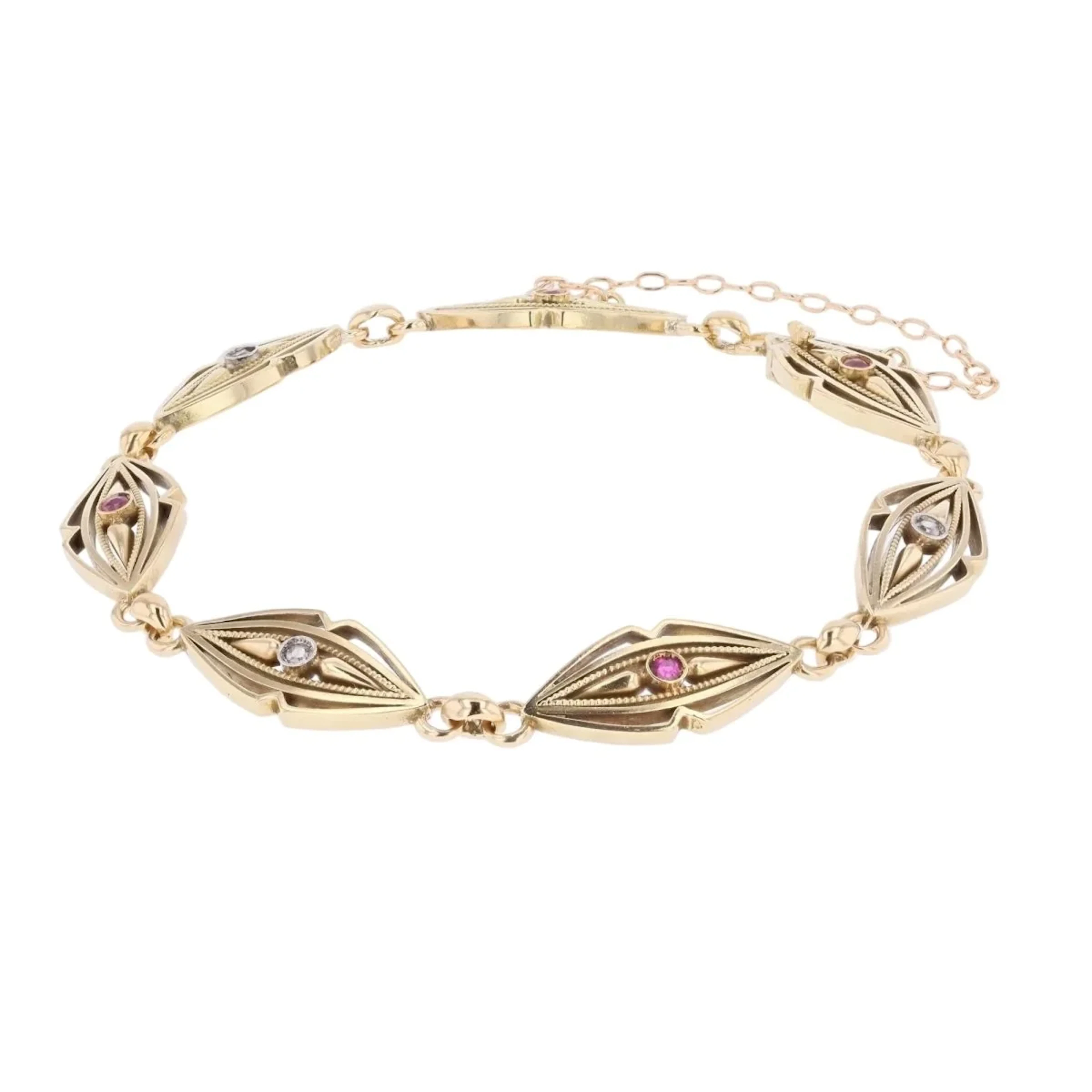 Yellow gold bracelet with rubies and diamonds
