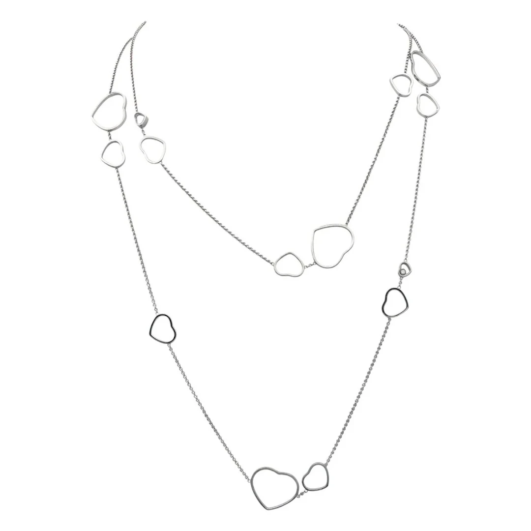 Collier Sautoir CHOPARD "Happy Heart" en or blanc et diamants