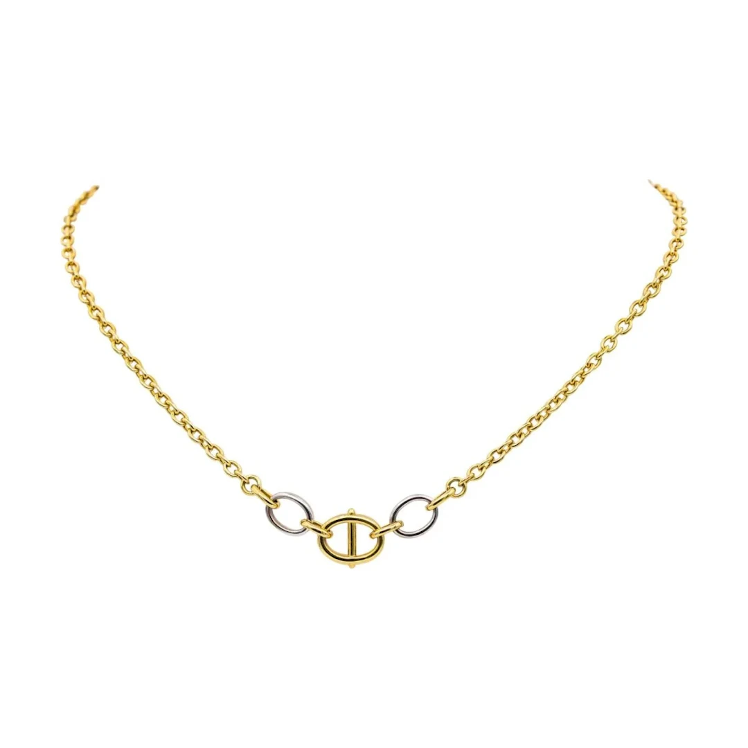 Necklace CARTIER "Stirrup" mesh in yellow gold and white gold