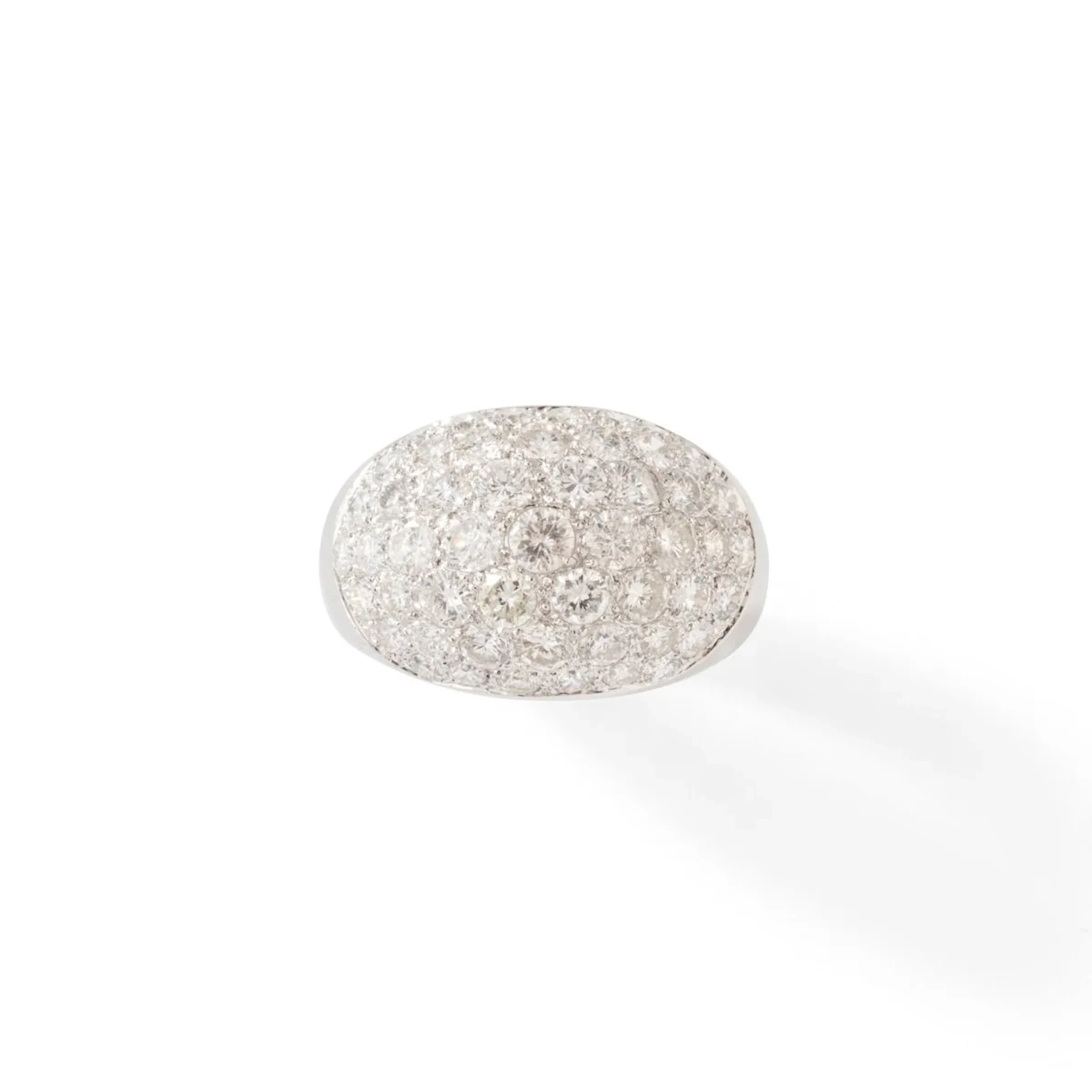 Dome ring in white gold and diamonds