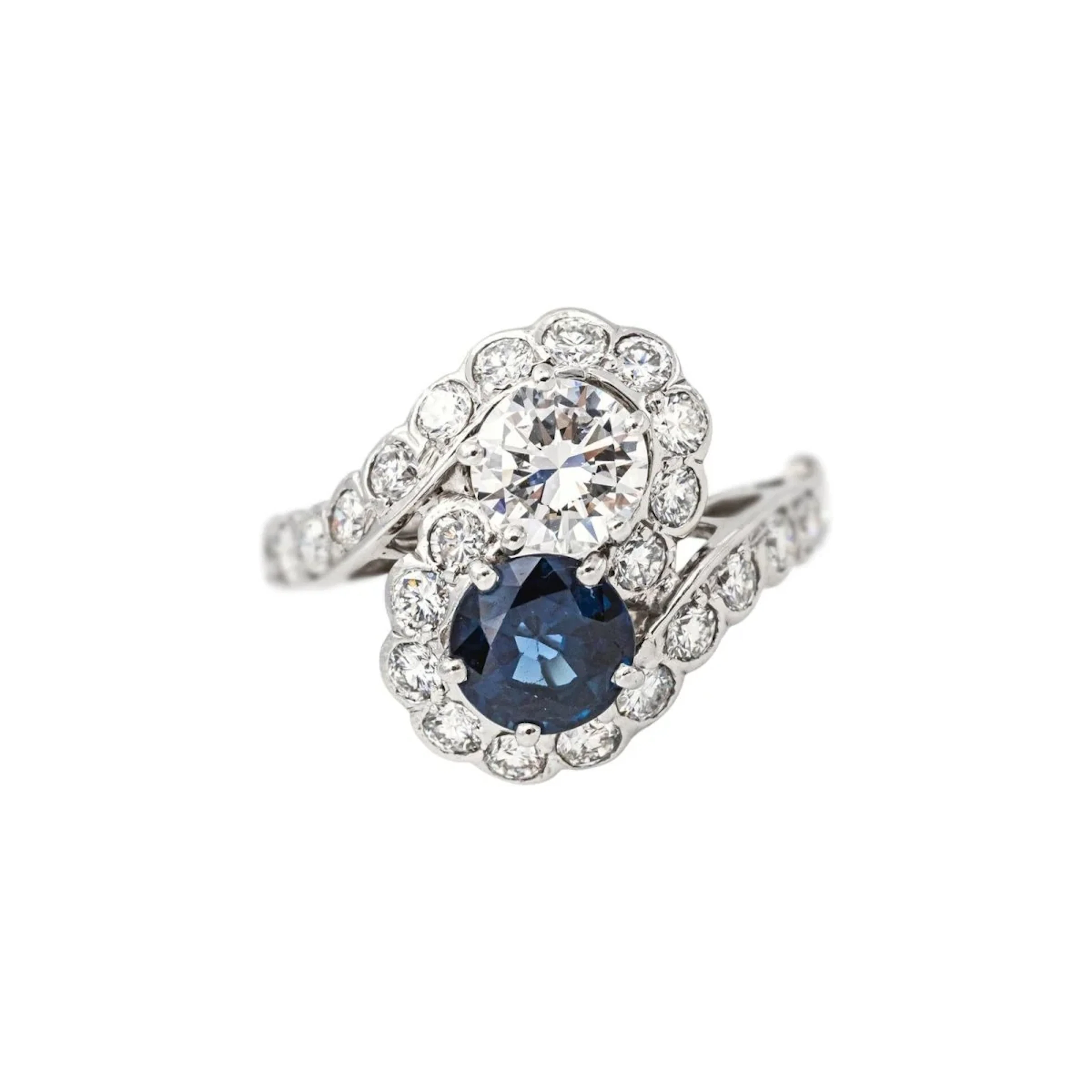 "Toi et Moi" White gold Sapphire Ring