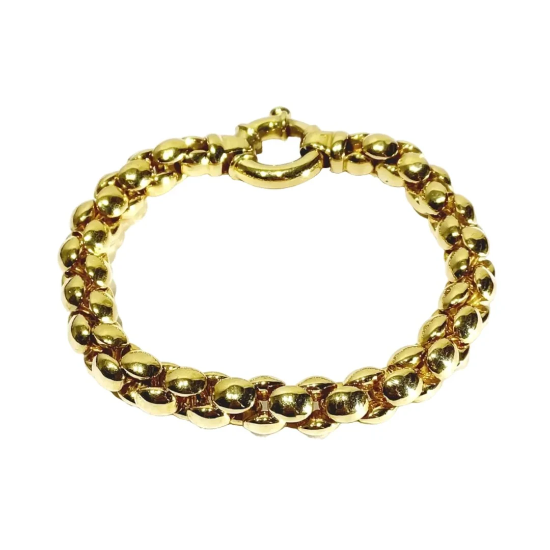 Yellow gold and sapphire mesh bracelet