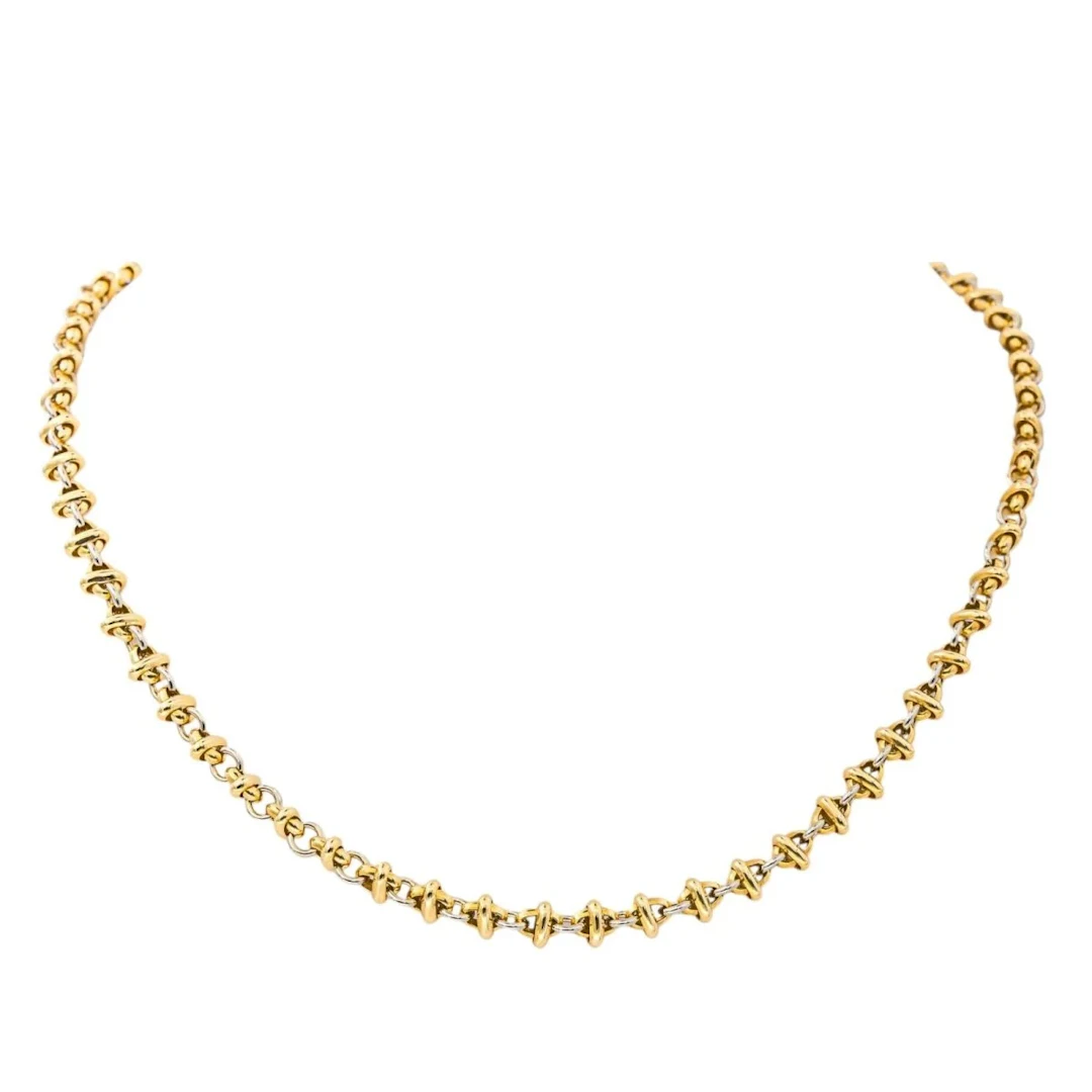 Yellow and white gold chain necklace