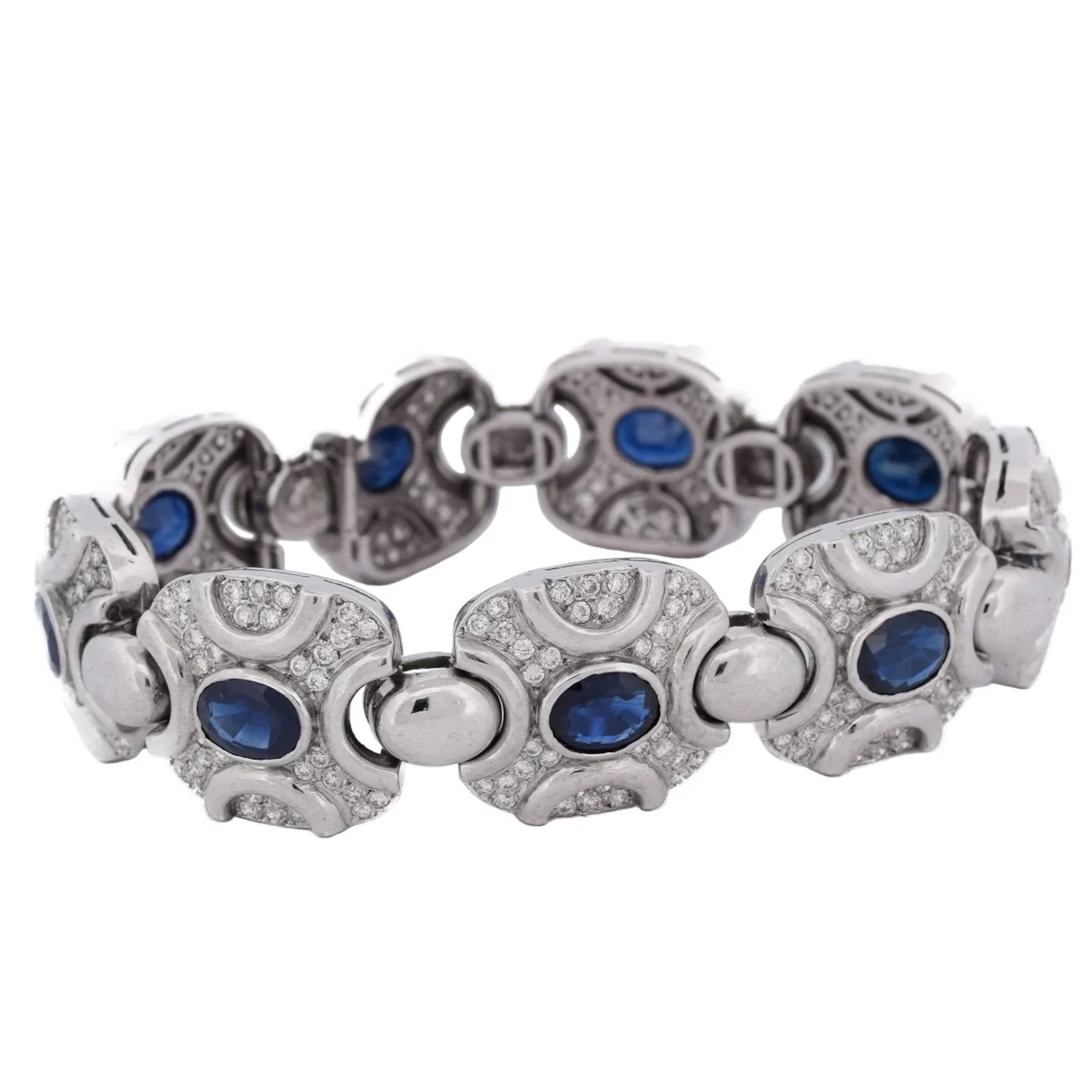 Bracelet Maille en or blanc, saphirs et diamants
