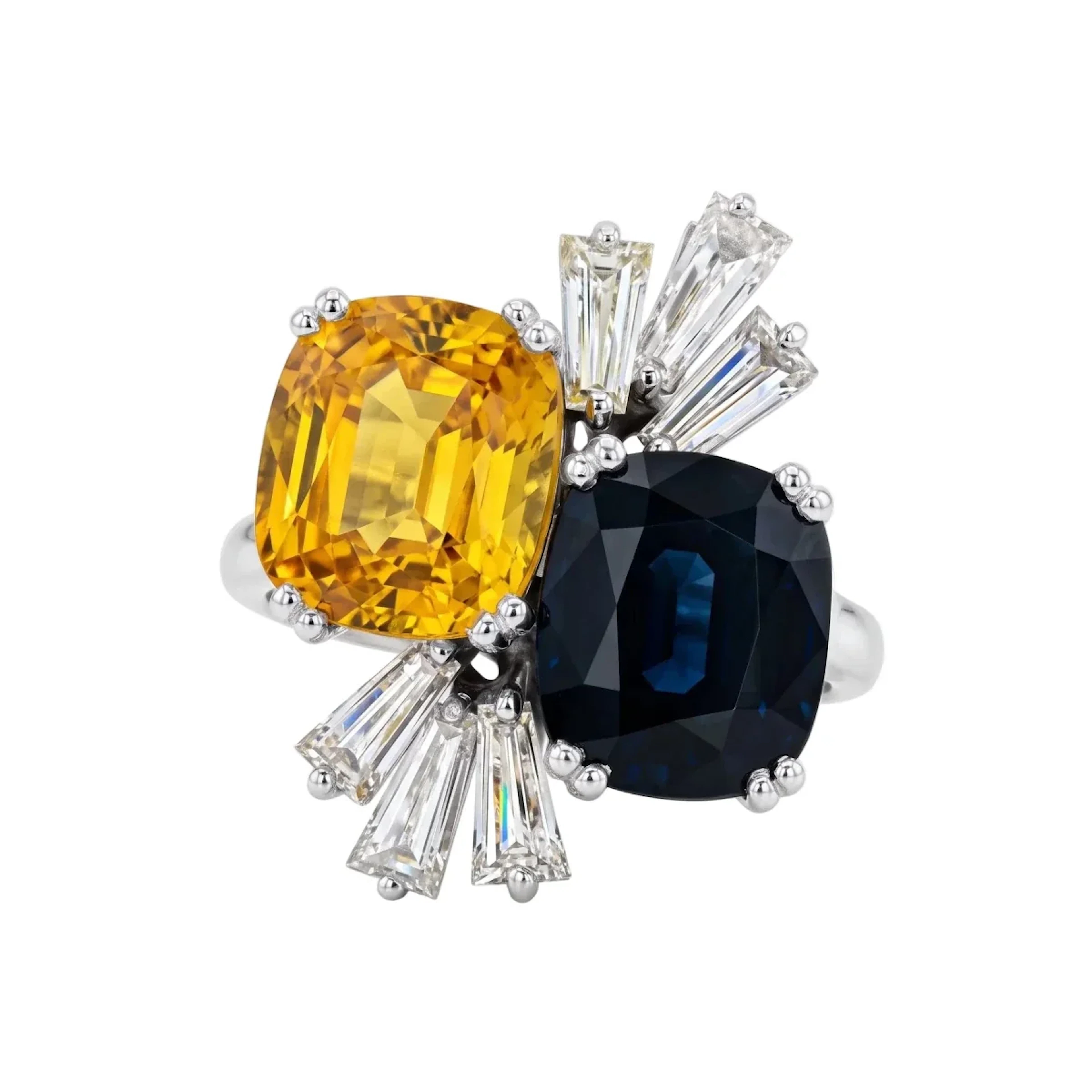 "Toi & Moi" Ring in White Gold, Sapphires, and Diamonds